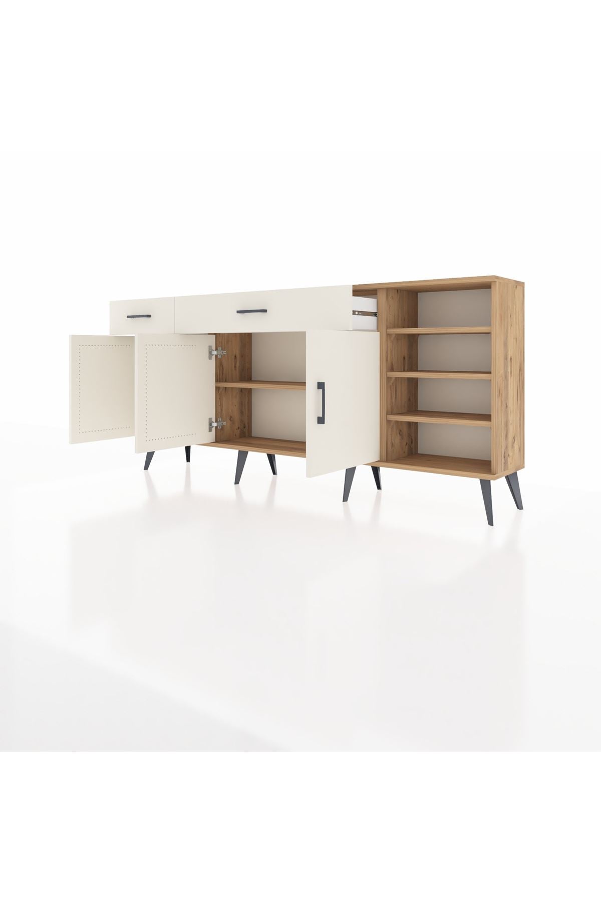 Arges Konsol 5 Raflı 2 Çekmeceli 3 Kapaklı 176x30x83 - S148M047V22A