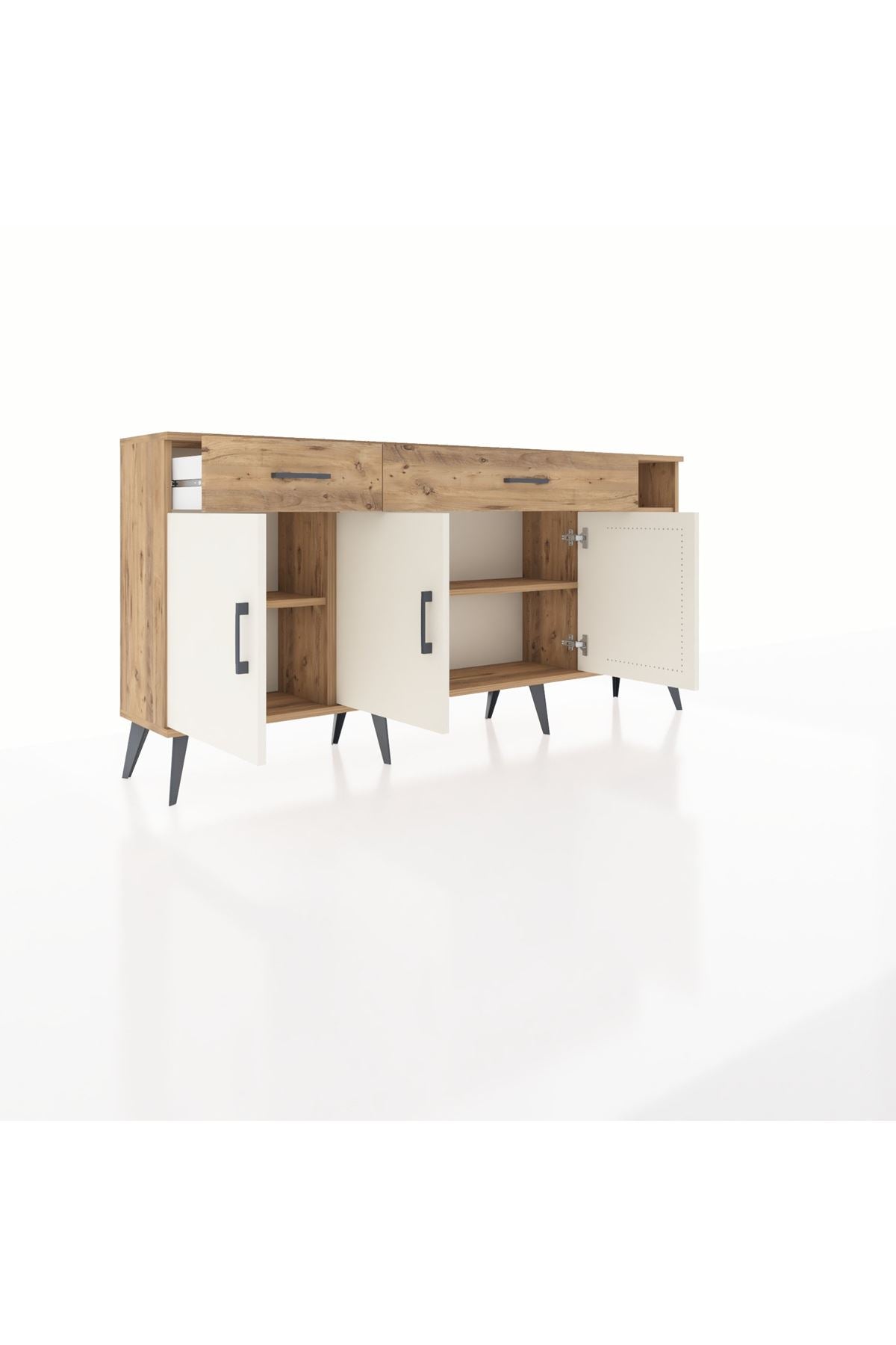 Arges Konsol 5 Raflı 2 Çekmeceli 3 Kapaklı 176x30x83 - S148M047V24A