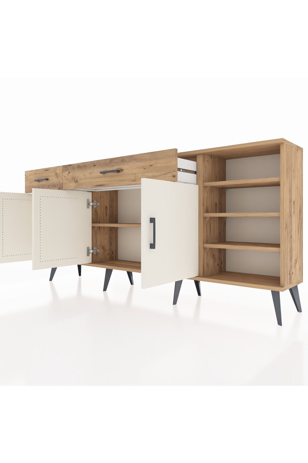 Arges Konsol 5 Raflı 2 Çekmeceli 3 Kapaklı 176x30x83 - S148M047V24A