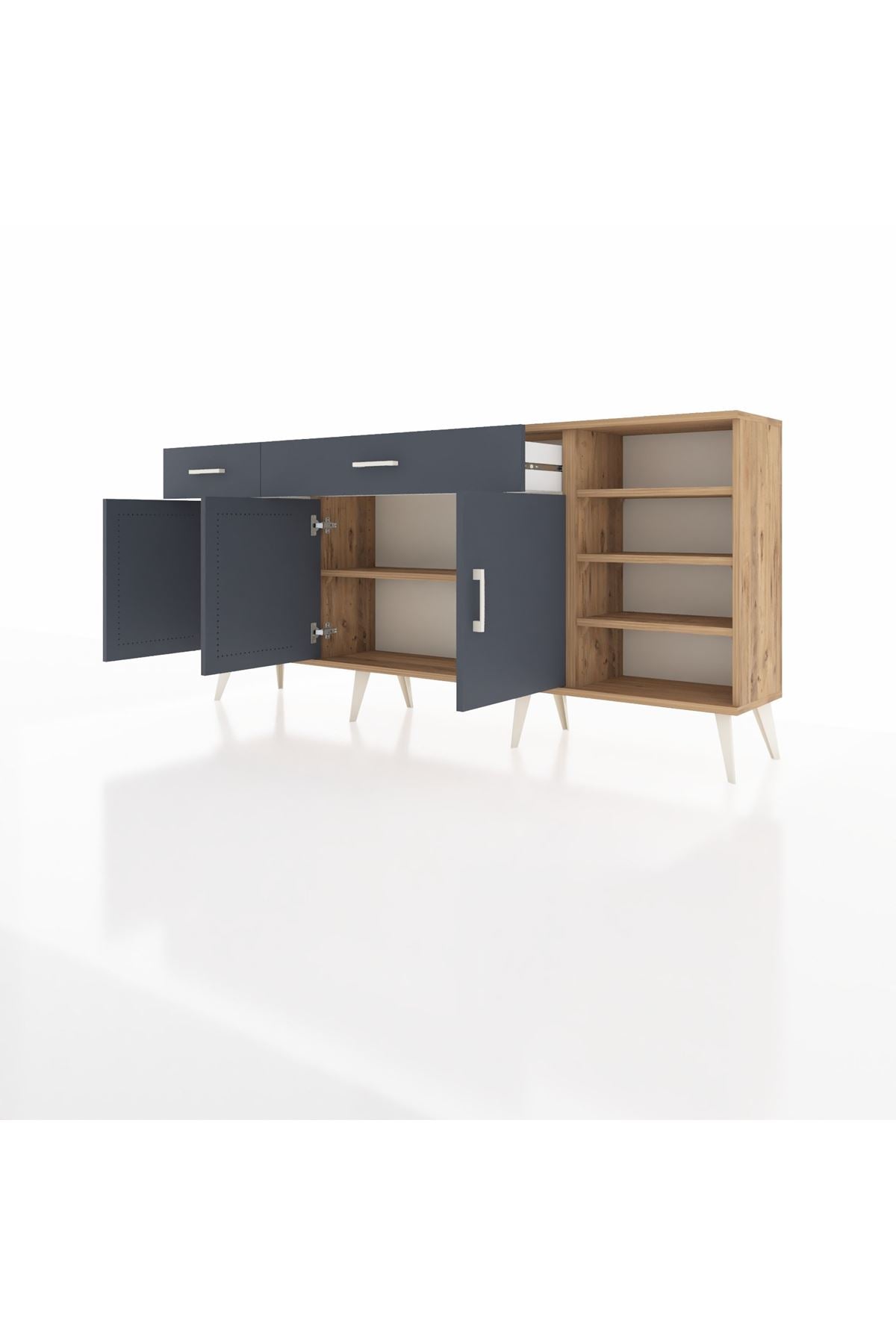 Arges Konsol 5 Raflı 2 Çekmeceli 3 Kapaklı 176x30x83 - S148M047V26A
