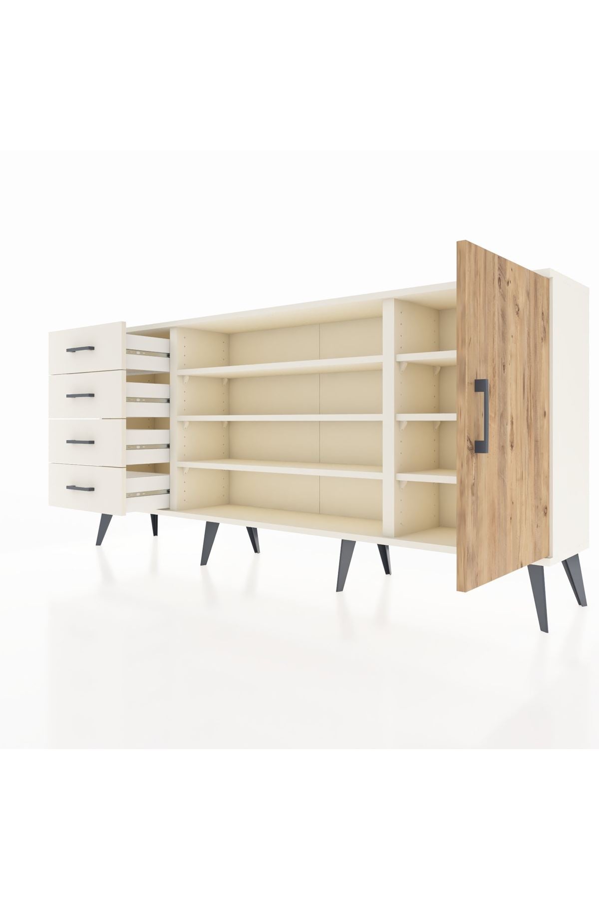 Arges Konsol 6 Raflı 4 Çekmeceli Tek Kapaklı 176x30x83 - S148M048V01A