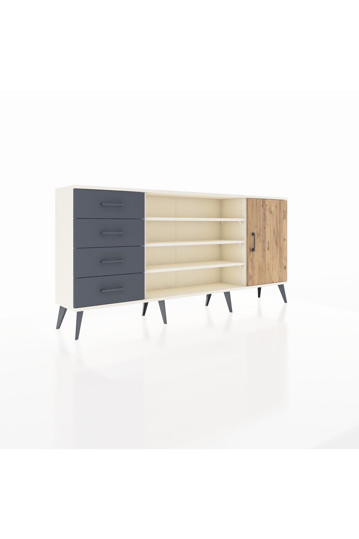 Arges Konsol 6 Raflı 4 Çekmeceli Tek Kapaklı 176x30x83 - S148M048V02A