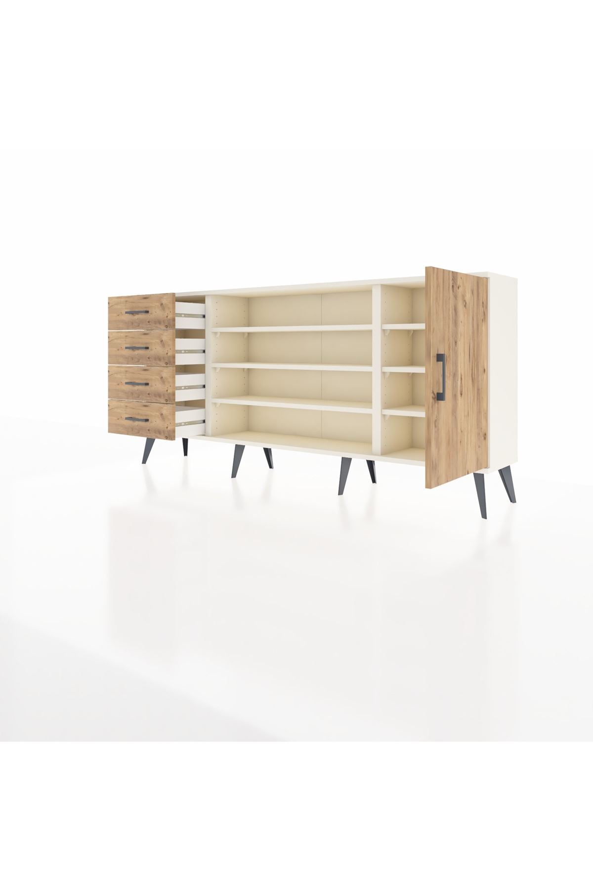 Arges Konsol 6 Raflı 4 Çekmeceli Tek Kapaklı 176x30x83 - S148M048V03A