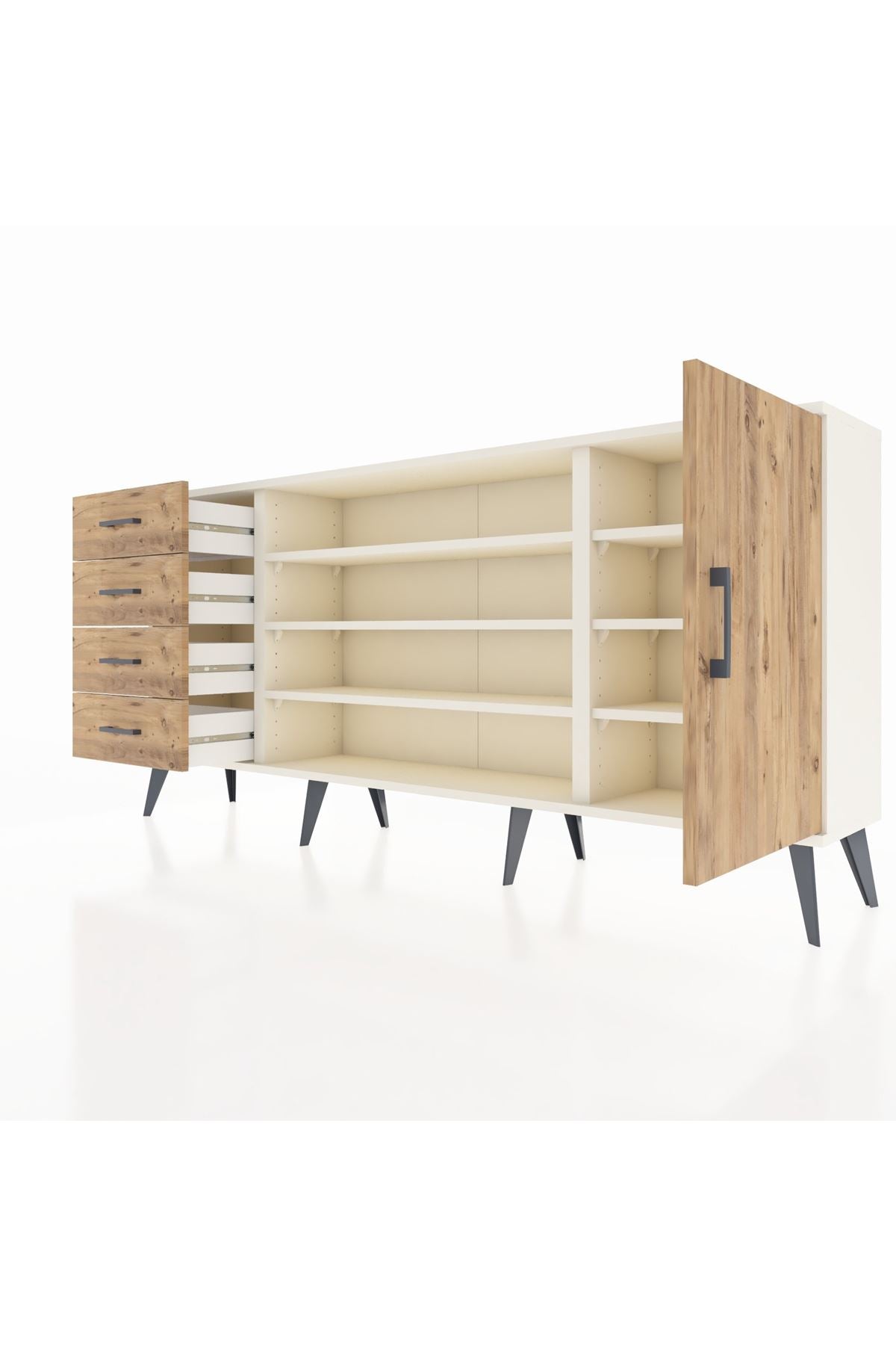 Arges Konsol 6 Raflı 4 Çekmeceli Tek Kapaklı 176x30x83 - S148M048V03A