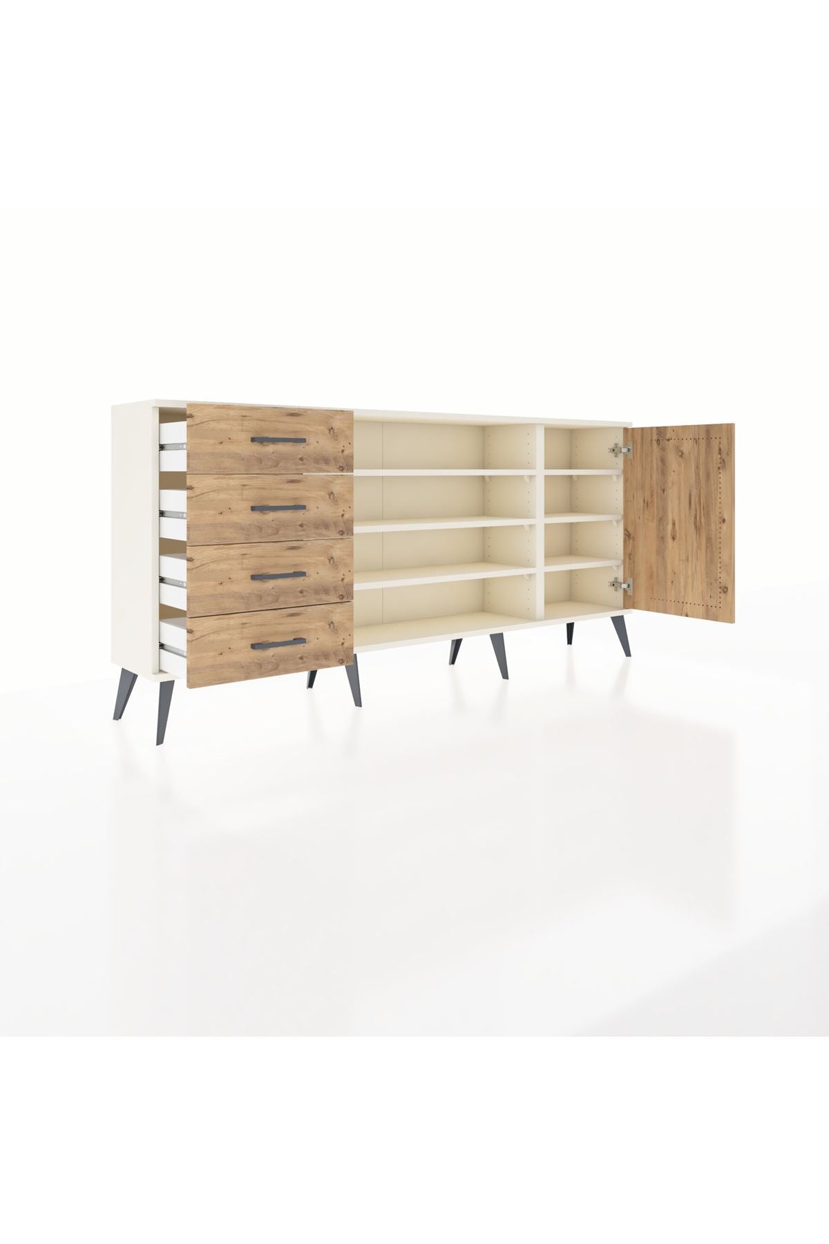 Arges Konsol 6 Raflı 4 Çekmeceli Tek Kapaklı 176x30x83 - S148M048V03A