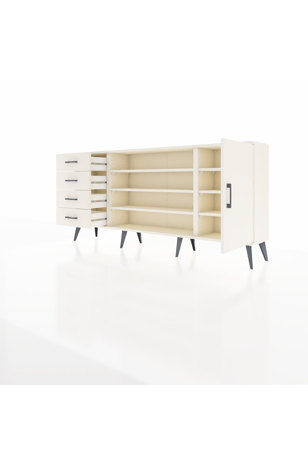 Arges Konsol 6 Raflı 4 Çekmeceli Tek Kapaklı 176x30x83 - S148M048V04A