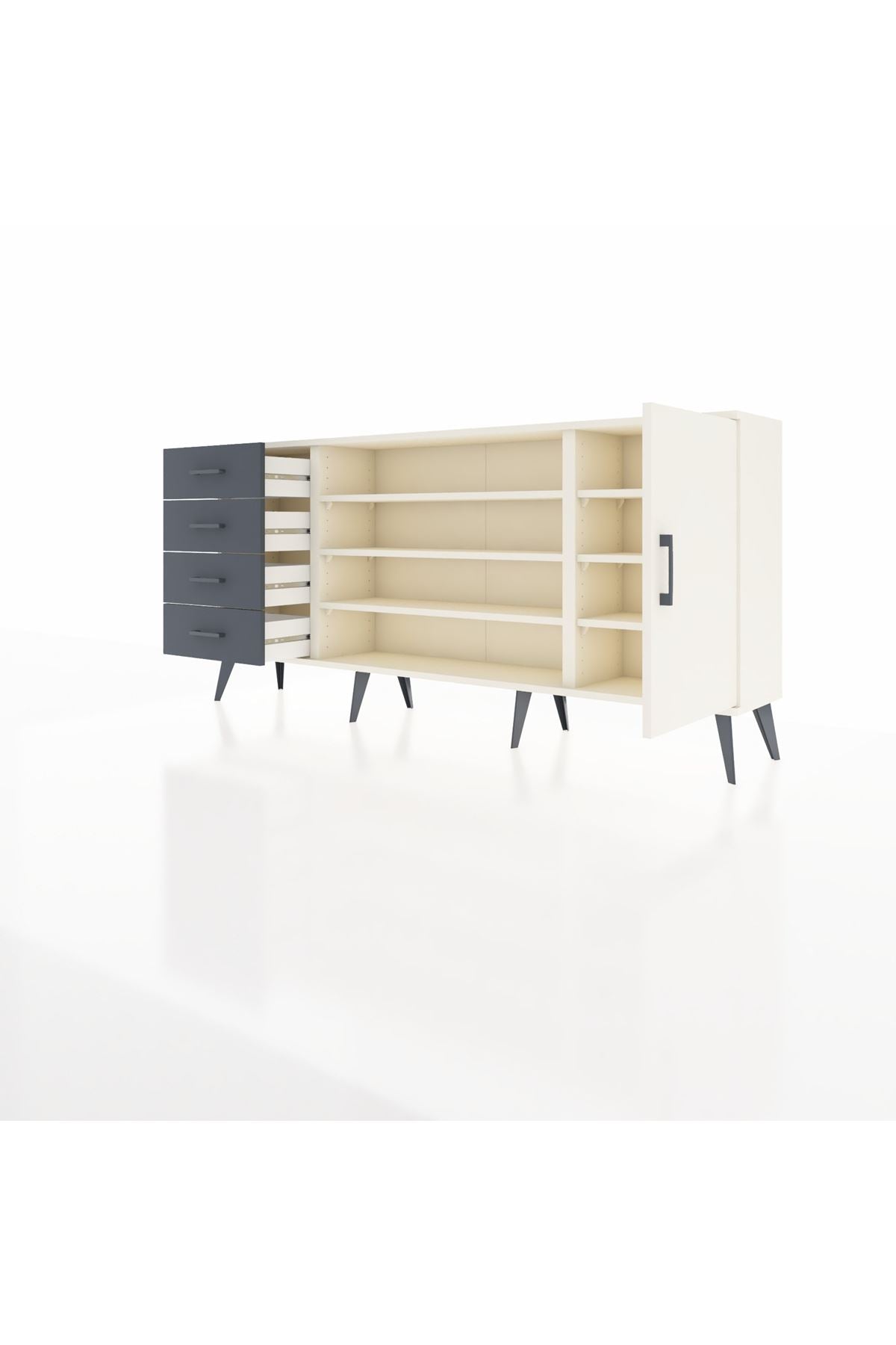 Arges Konsol 6 Raflı 4 Çekmeceli Tek Kapaklı 176x30x83 - S148M048V05A
