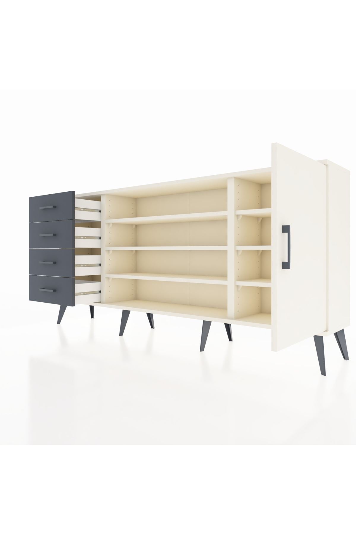 Arges Konsol 6 Raflı 4 Çekmeceli Tek Kapaklı 176x30x83 - S148M048V05A