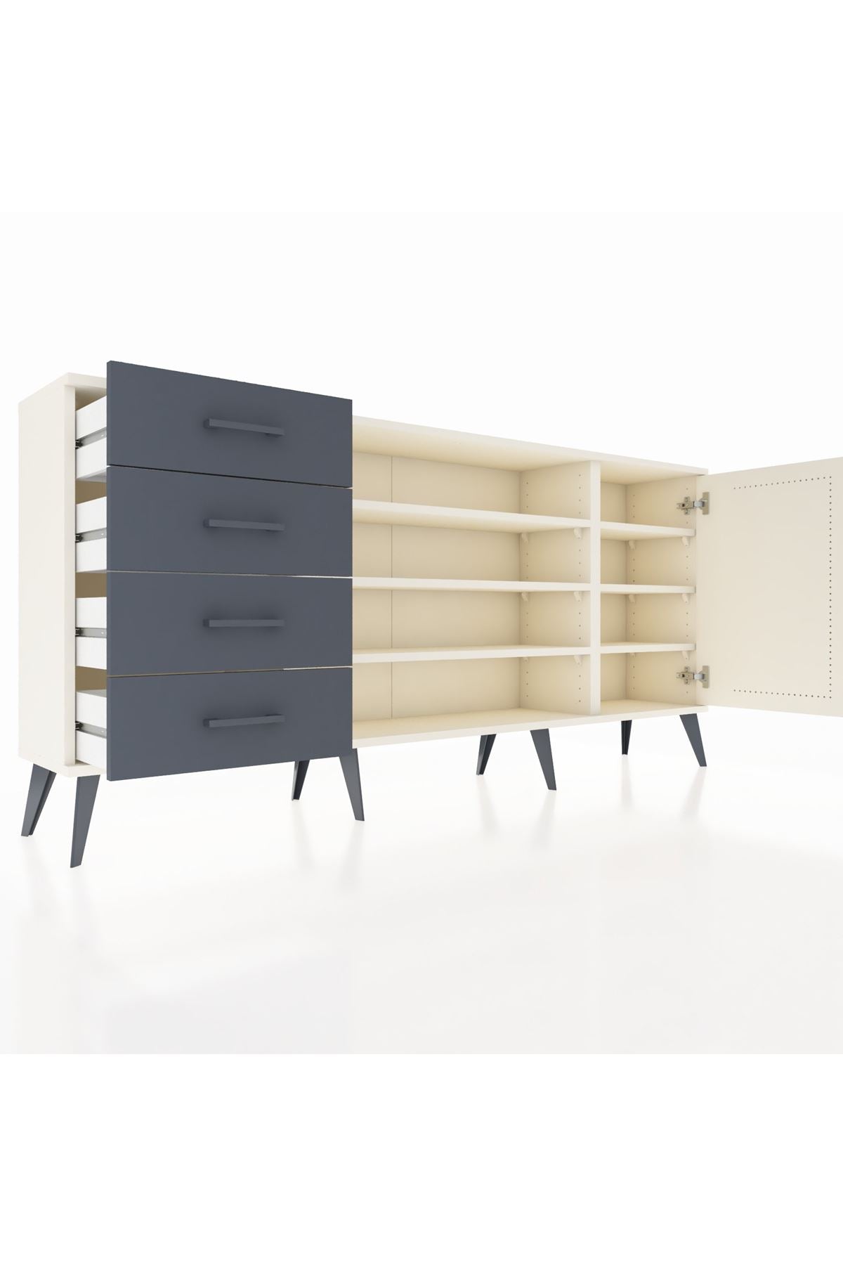 Arges Konsol 6 Raflı 4 Çekmeceli Tek Kapaklı 176x30x83 - S148M048V05A