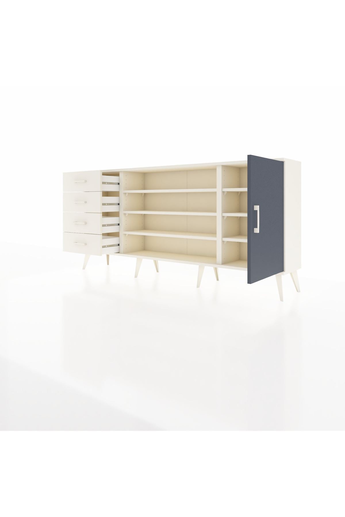 Arges Konsol 6 Raflı 4 Çekmeceli Tek Kapaklı 176x30x83 - S148M048V07A