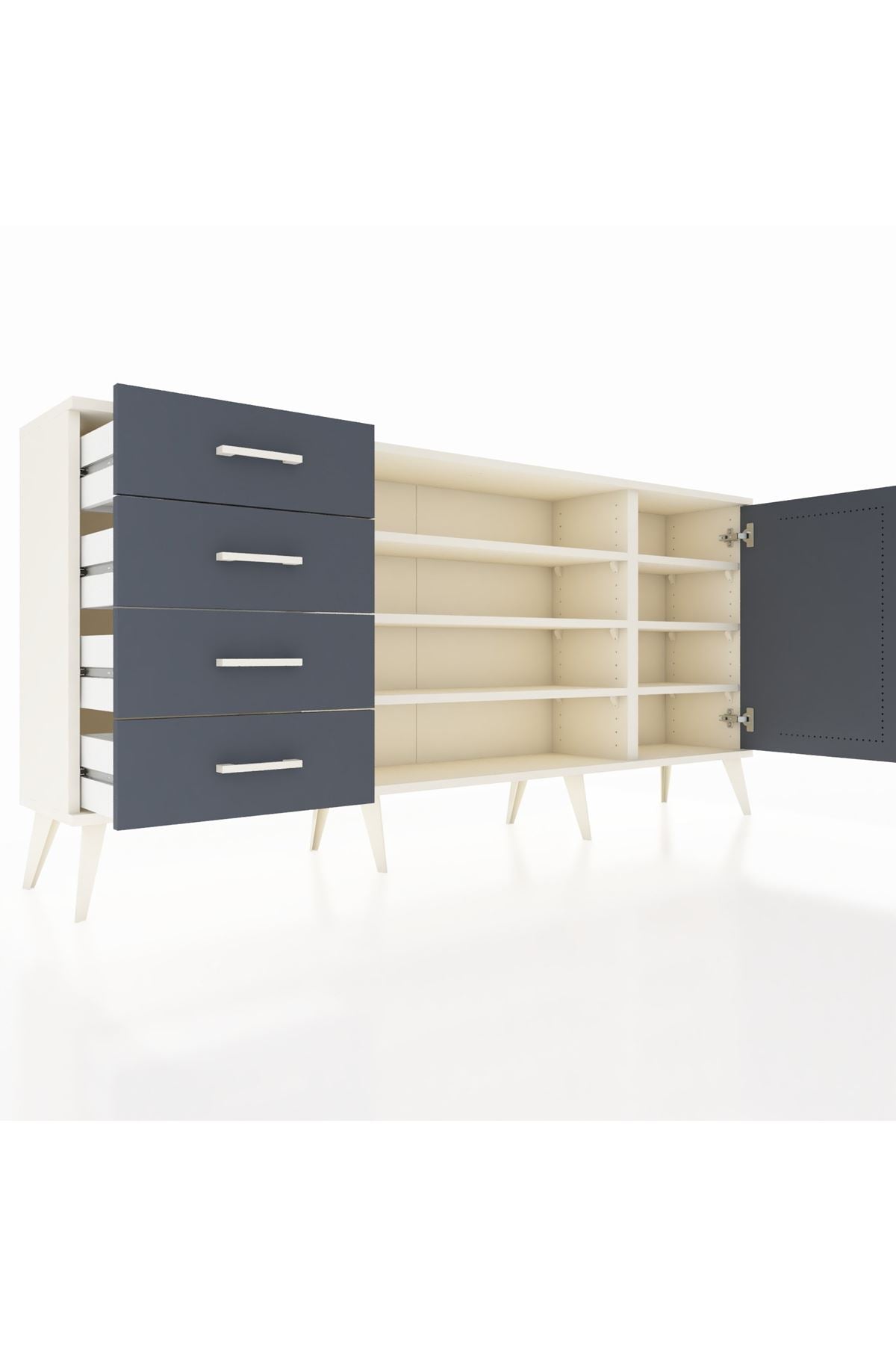 Arges Konsol 6 Raflı 4 Çekmeceli Tek Kapaklı 176x30x83 - S148M048V08A
