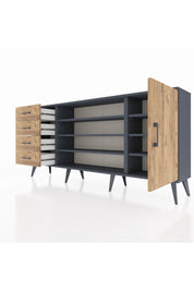 Arges Konsol 6 Raflı 4 Çekmeceli Tek Kapaklı 176x30x83 - S148M048V12A