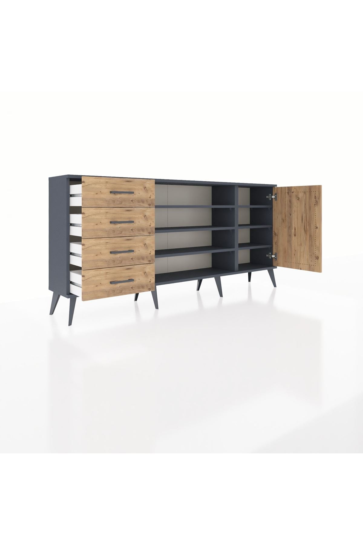 Arges Konsol 6 Raflı 4 Çekmeceli Tek Kapaklı 176x30x83 - S148M048V12A