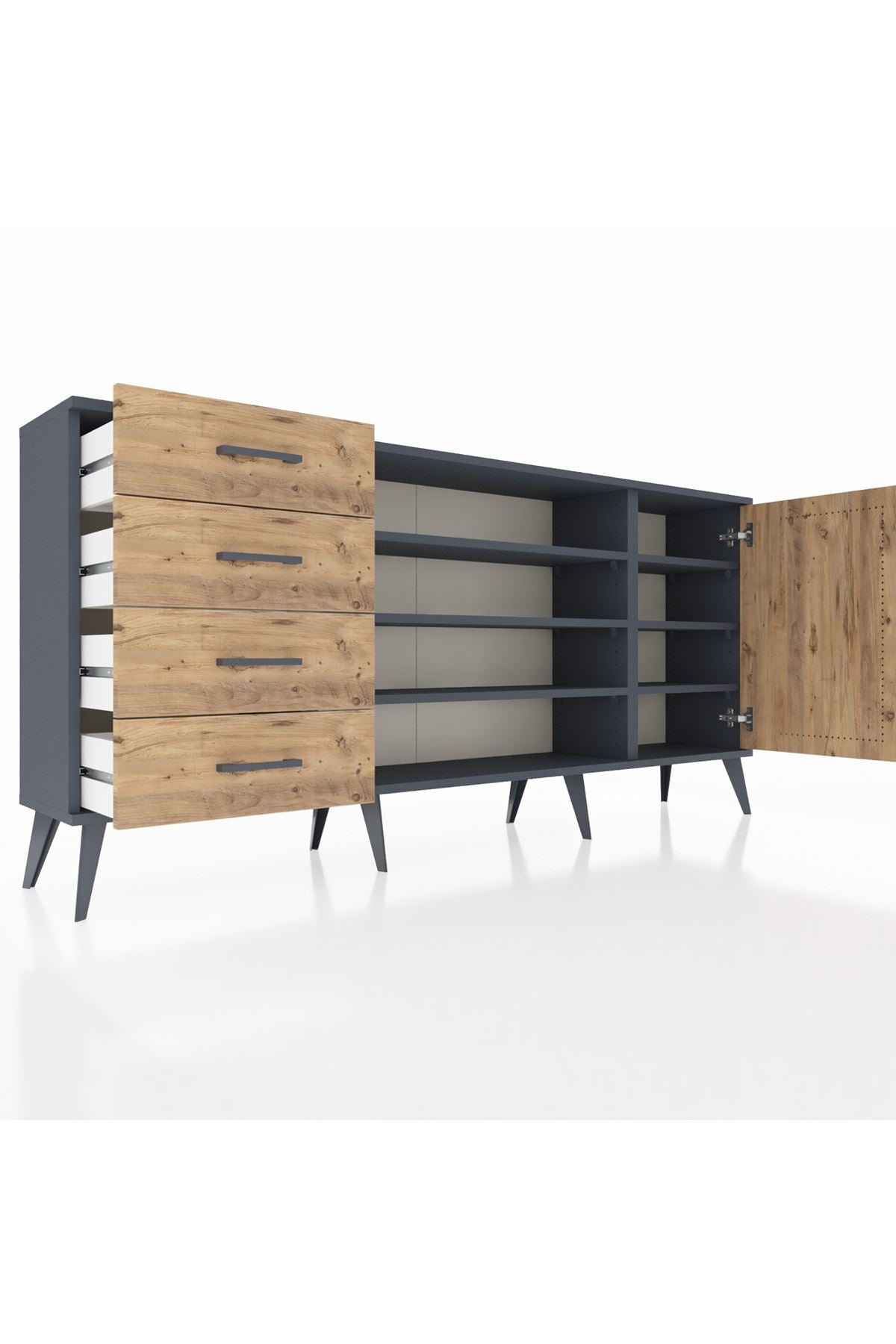 Arges Konsol 6 Raflı 4 Çekmeceli Tek Kapaklı 176x30x83 - S148M048V12A