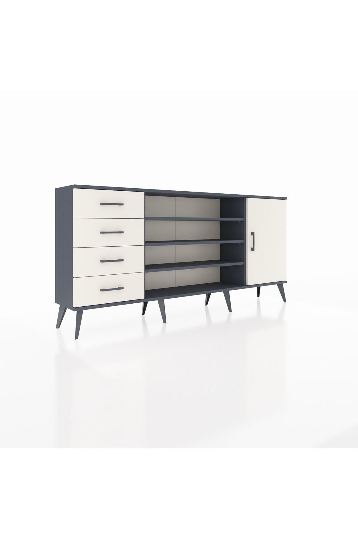 Arges Konsol 6 Raflı 4 Çekmeceli Tek Kapaklı 176x30x83 - S148M048V13A