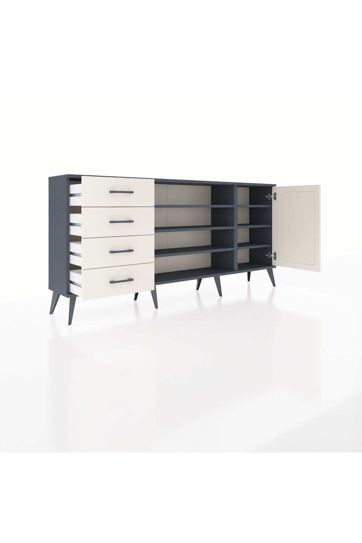 Arges Konsol 6 Raflı 4 Çekmeceli Tek Kapaklı 176x30x83 - S148M048V13A