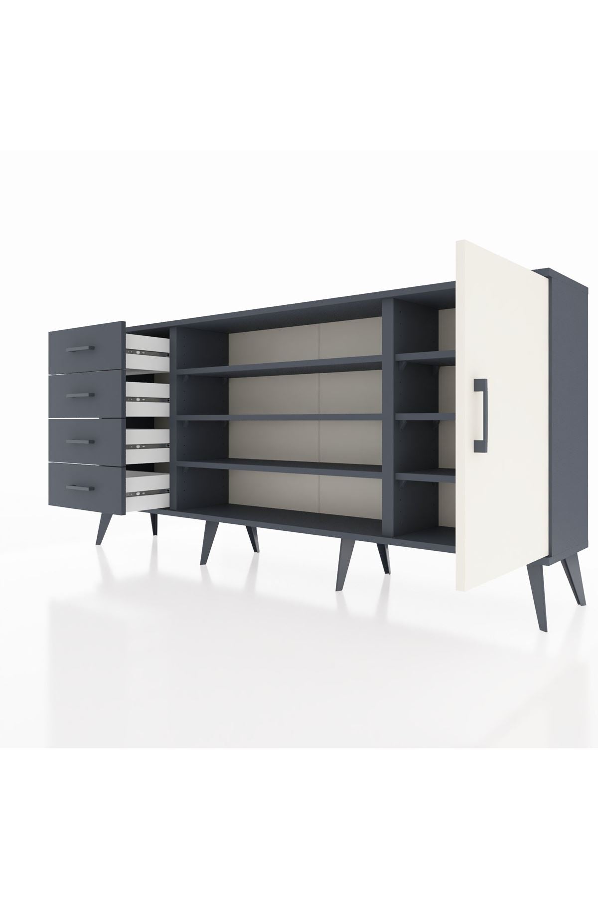 Arges Konsol 6 Raflı 4 Çekmeceli Tek Kapaklı 176x30x83 - S148M048V14A