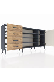 Arges Konsol 6 Raflı 4 Çekmeceli Tek Kapaklı 176x30x83 - S148M048V15A