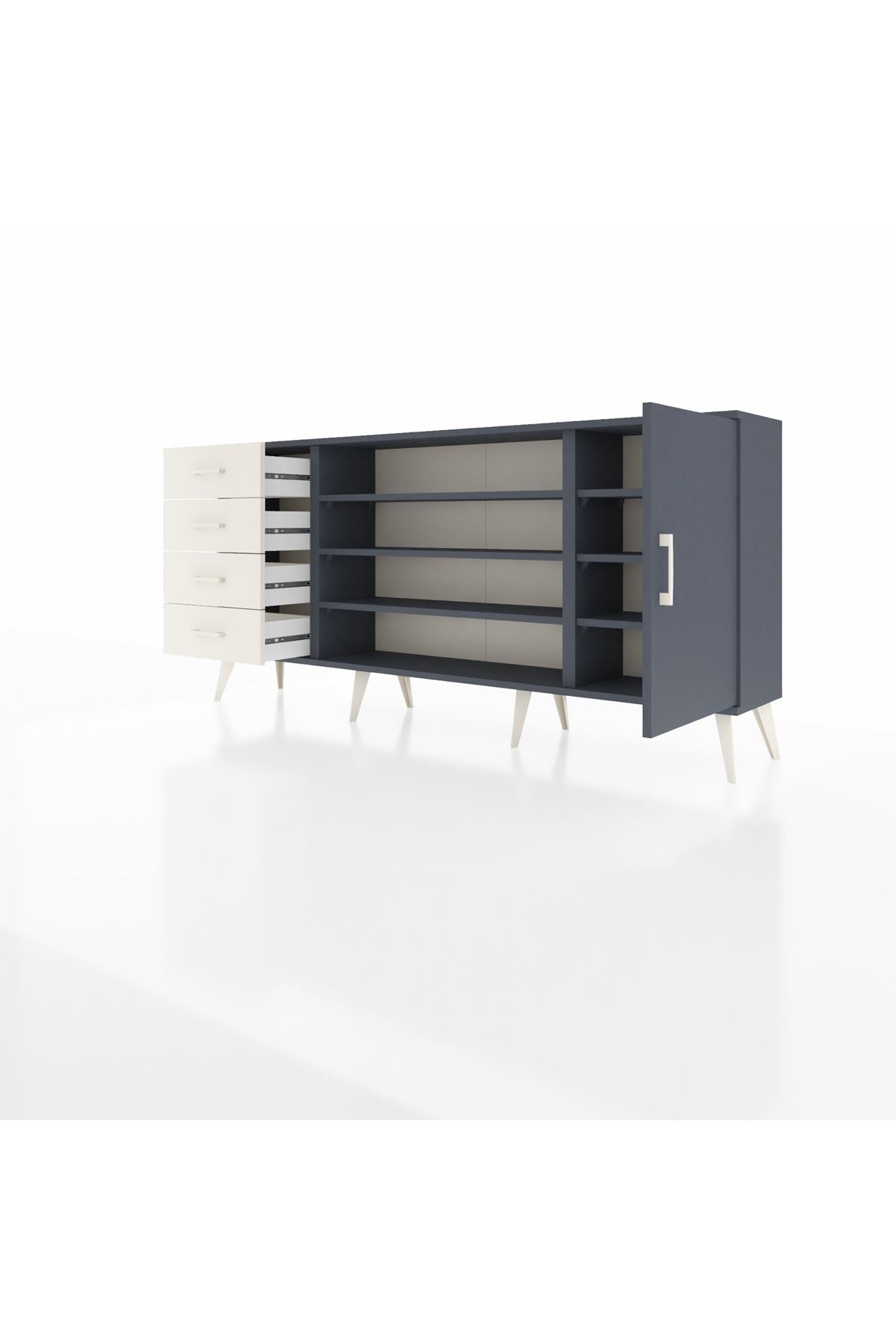 Arges Konsol 6 Raflı 4 Çekmeceli Tek Kapaklı 176x30x83 - S148M048V16A