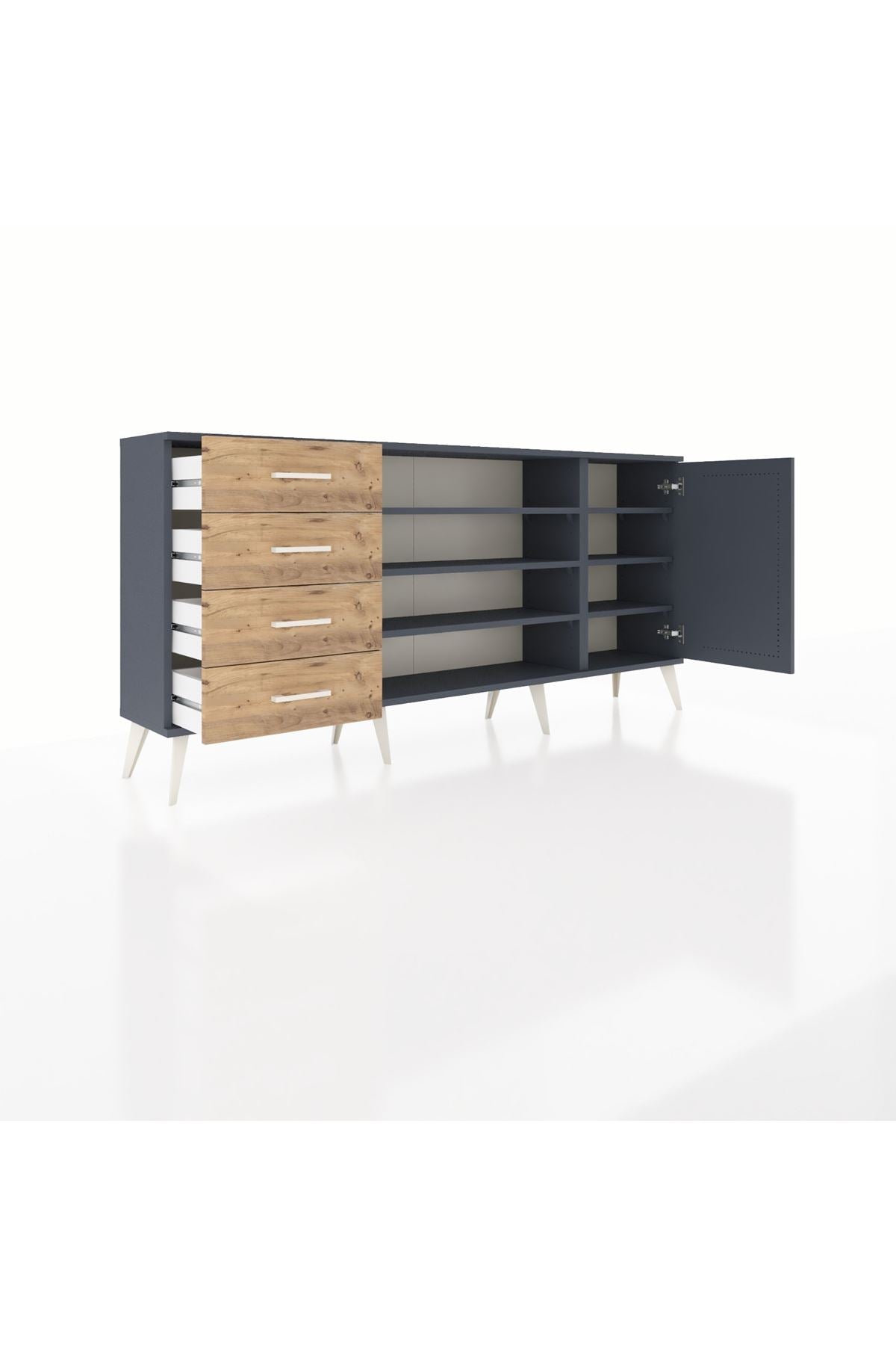 Arges Konsol 6 Raflı 4 Çekmeceli Tek Kapaklı 176x30x83 - S148M048V18A