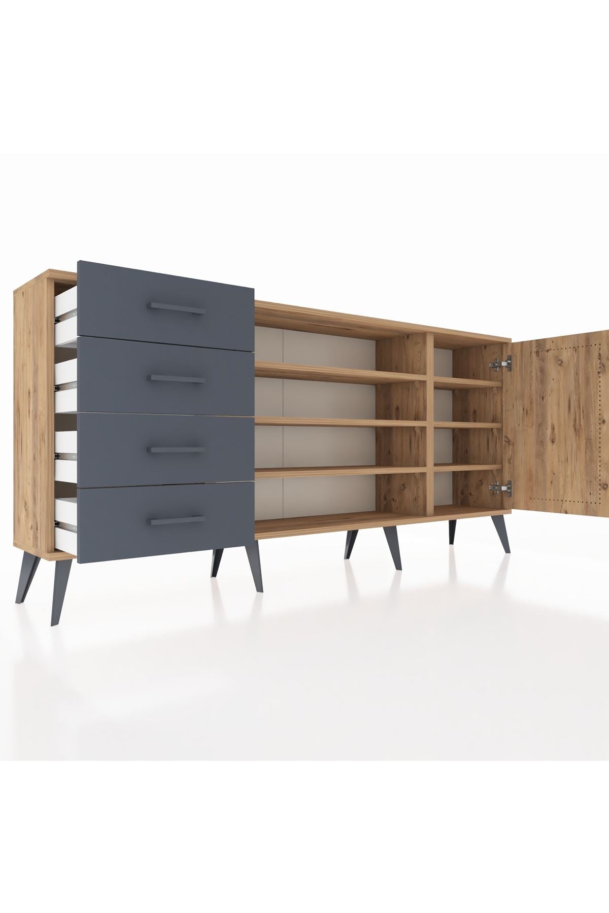 Arges Konsol 6 Raflı 4 Çekmeceli Tek Kapaklı 176x30x83 - S148M048V20A