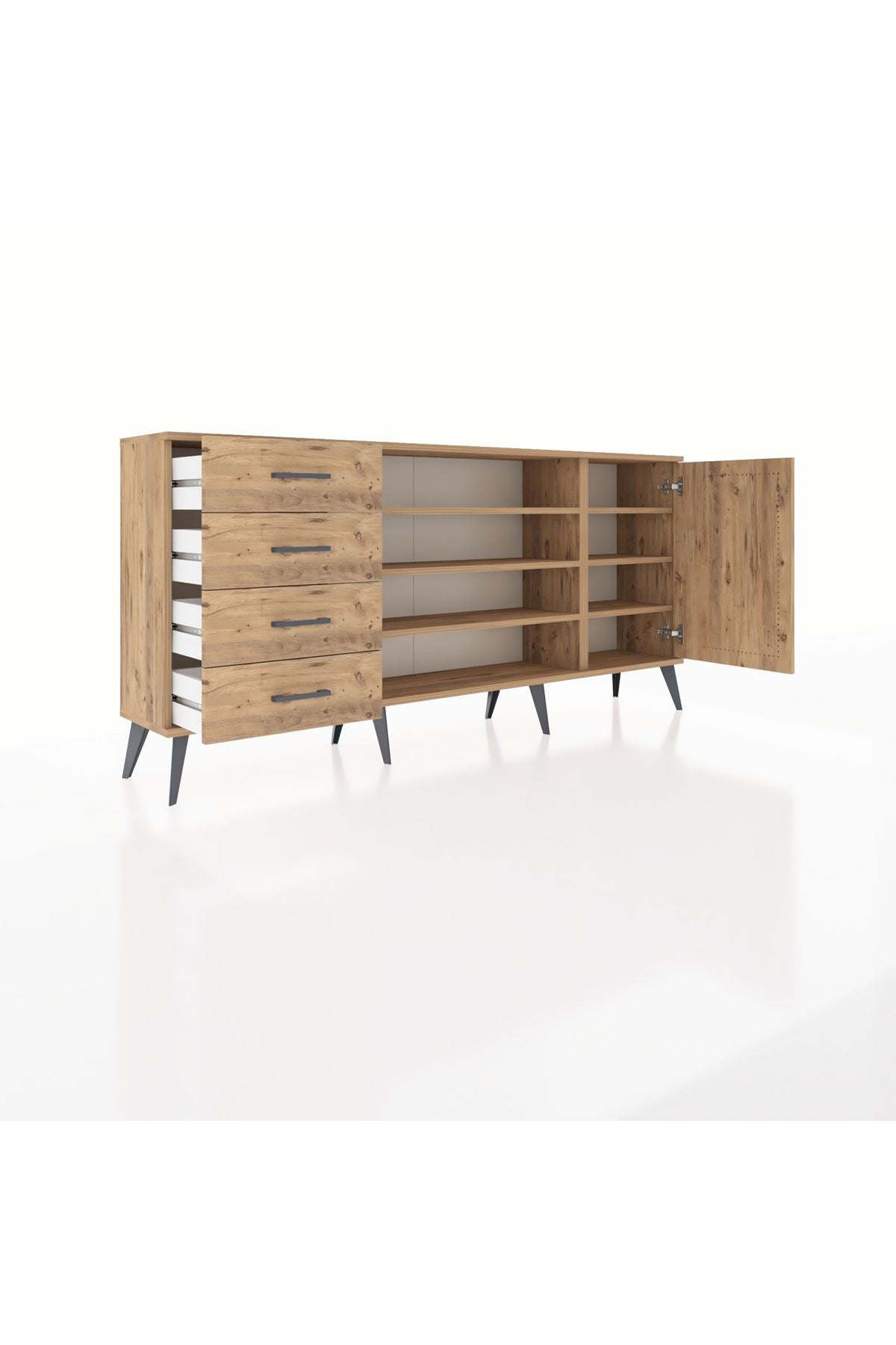 Arges Konsol 6 Raflı 4 Çekmeceli Tek Kapaklı 176x30x83 - S148M048V21A