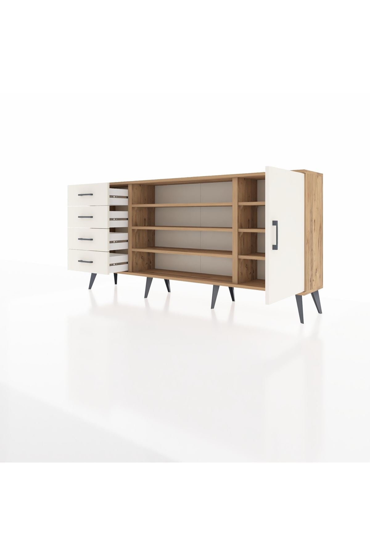Arges Konsol 6 Raflı 4 Çekmeceli Tek Kapaklı 176x30x83 - S148M048V22A