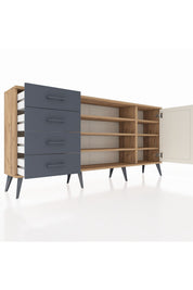 Arges Konsol 6 Raflı 4 Çekmeceli Tek Kapaklı 176x30x83 - S148M048V23A