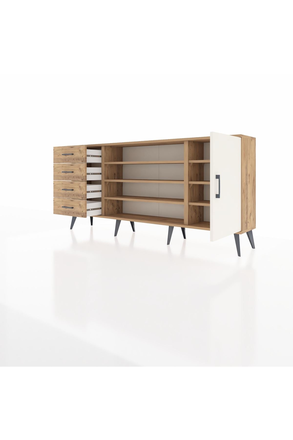 Arges Konsol 6 Raflı 4 Çekmeceli Tek Kapaklı 176x30x83 - S148M048V24A