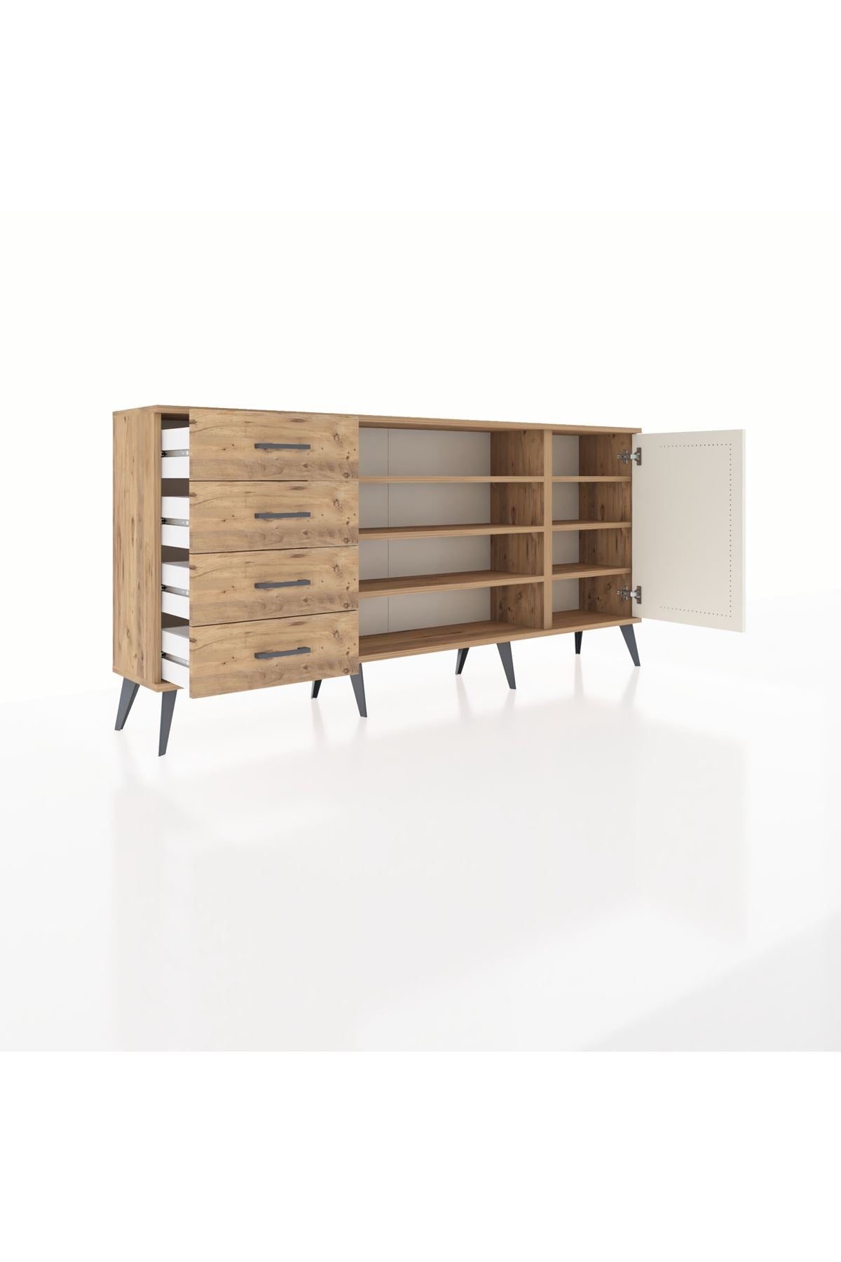 Arges Konsol 6 Raflı 4 Çekmeceli Tek Kapaklı 176x30x83 - S148M048V24A