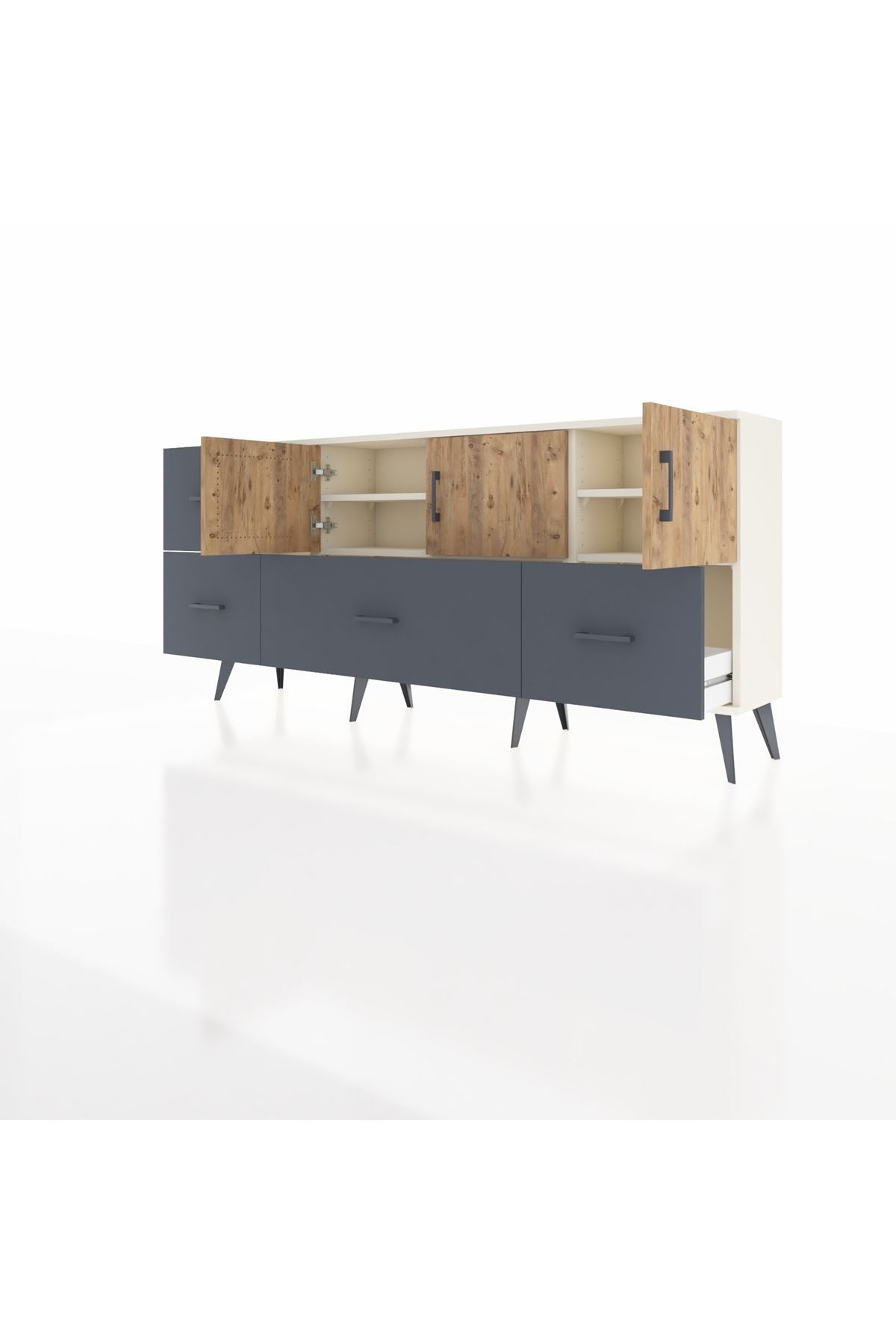 Arges Konsol 4 Raflı 4 Çekmeceli 3 Kapaklı 176x30x83 - S148M050V02A