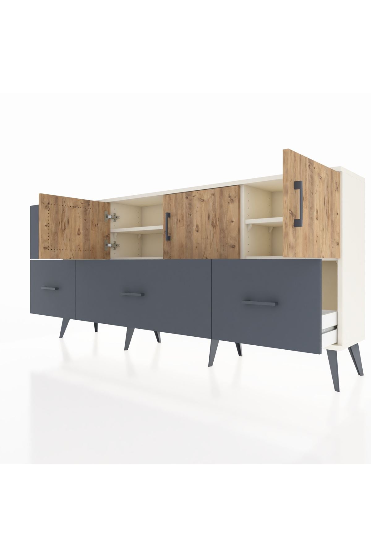 Arges Konsol 4 Raflı 4 Çekmeceli 3 Kapaklı 176x30x83 - S148M050V02A