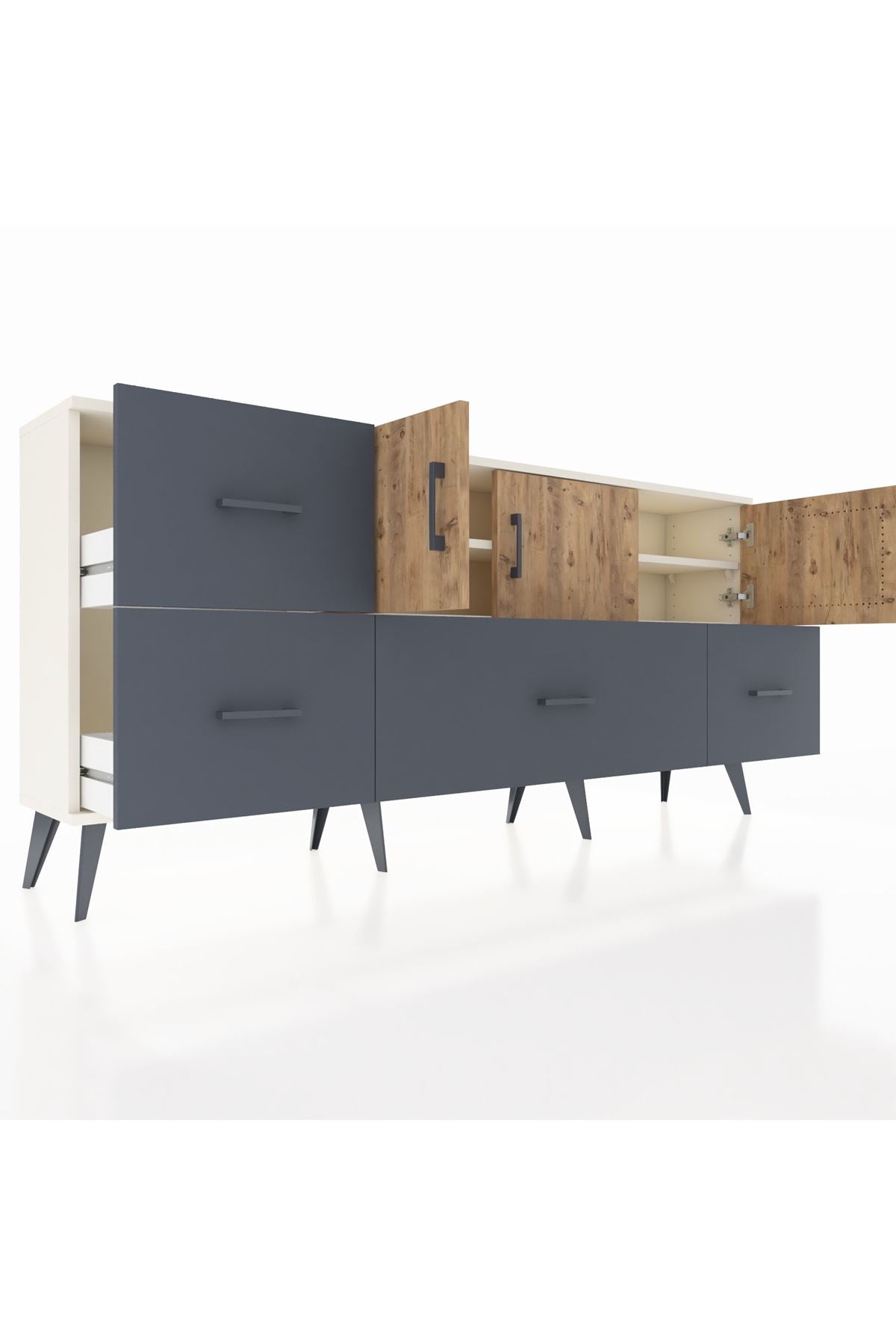 Arges Konsol 4 Raflı 4 Çekmeceli 3 Kapaklı 176x30x83 - S148M050V02A