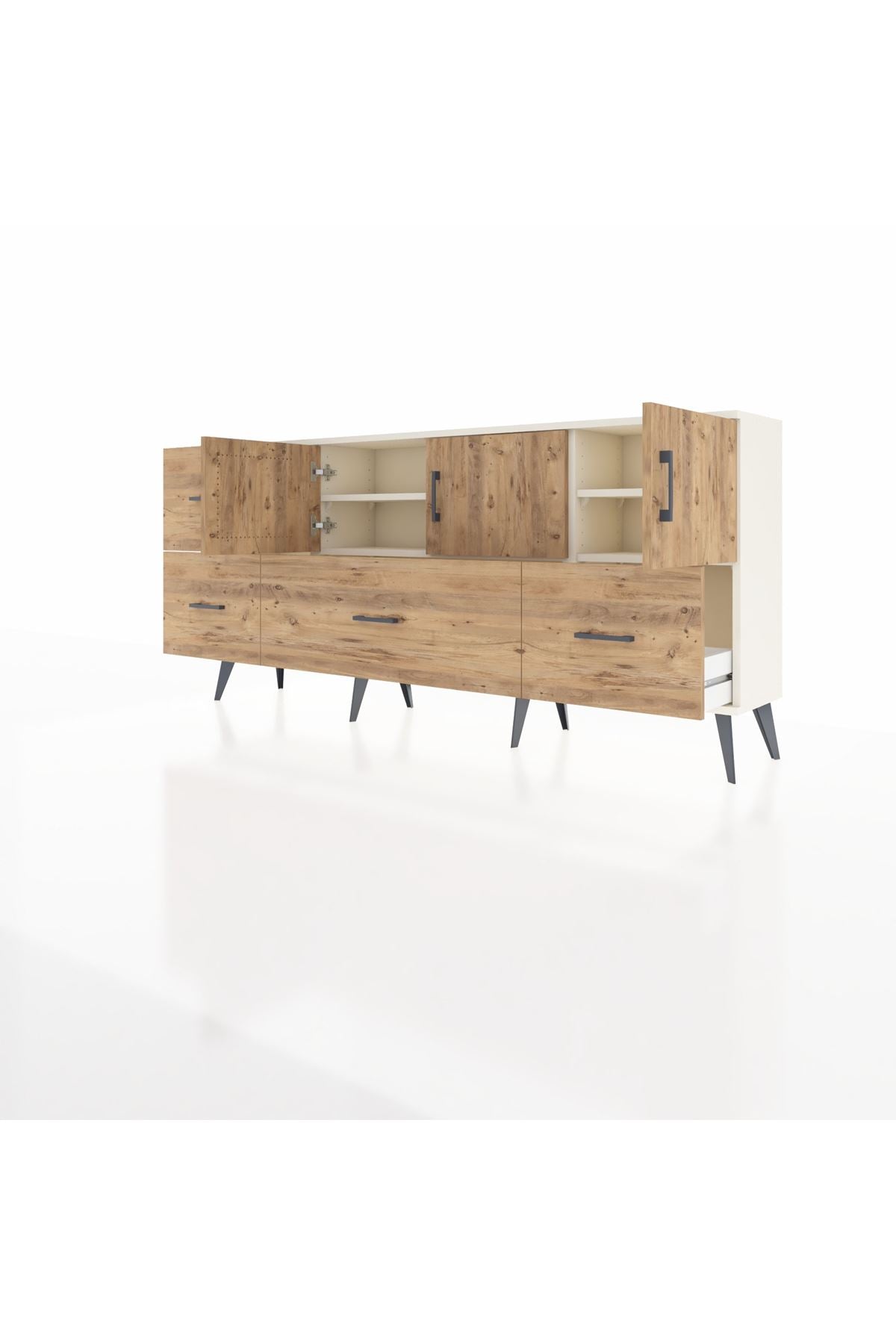 Arges Konsol 4 Raflı 4 Çekmeceli 3 Kapaklı 176x30x83 - S148M050V03A