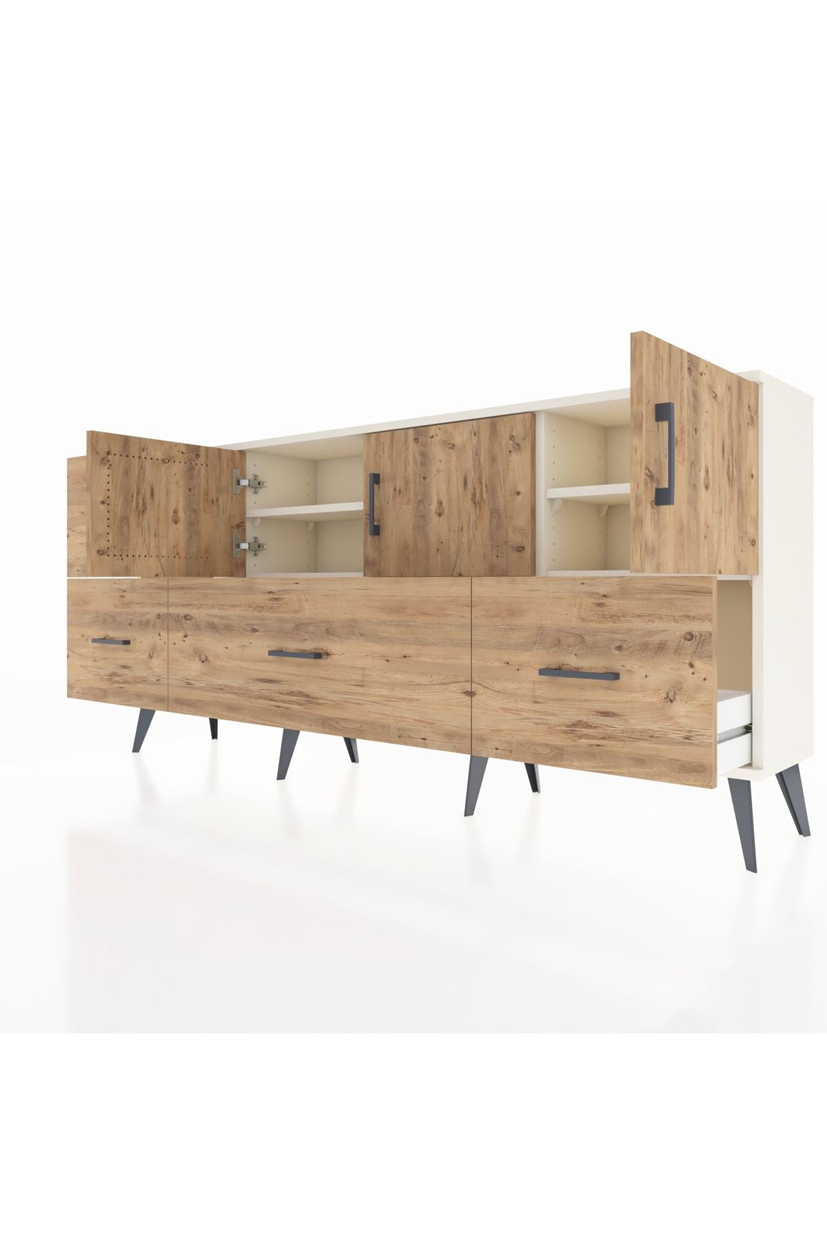 Arges Konsol 4 Raflı 4 Çekmeceli 3 Kapaklı 176x30x83 - S148M050V03A