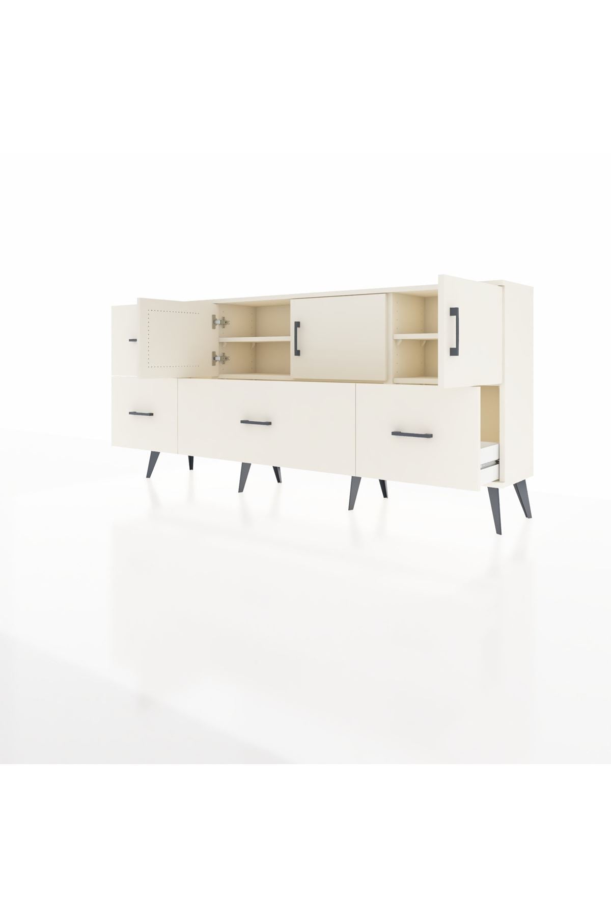 Arges Konsol 4 Raflı 4 Çekmeceli 3 Kapaklı 176x30x83 - S148M050V04A