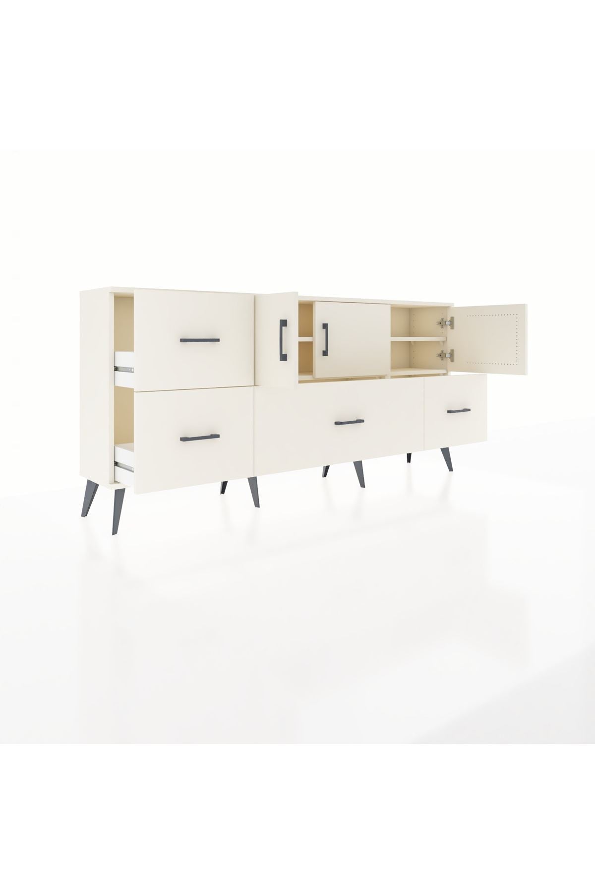 Arges Konsol 4 Raflı 4 Çekmeceli 3 Kapaklı 176x30x83 - S148M050V04A