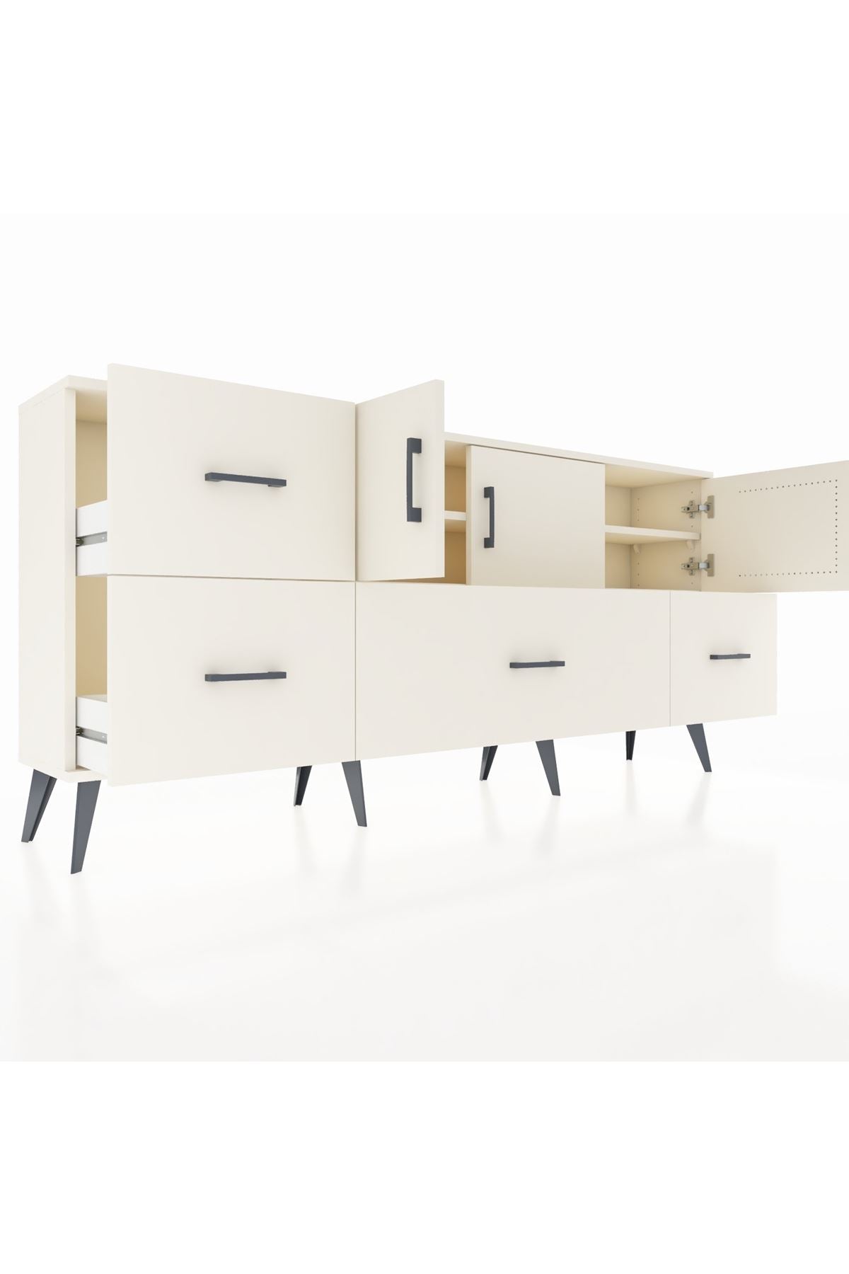 Arges Konsol 4 Raflı 4 Çekmeceli 3 Kapaklı 176x30x83 - S148M050V04A