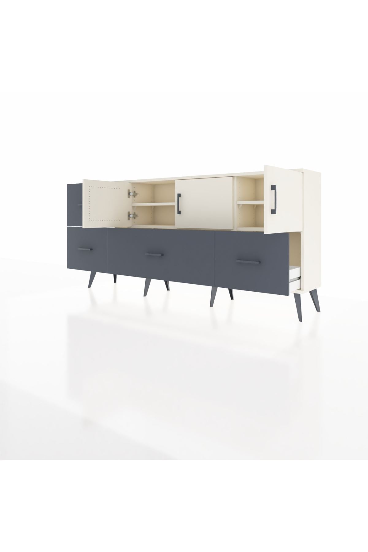 Arges Konsol 4 Raflı 4 Çekmeceli 3 Kapaklı 176x30x83 - S148M050V05A