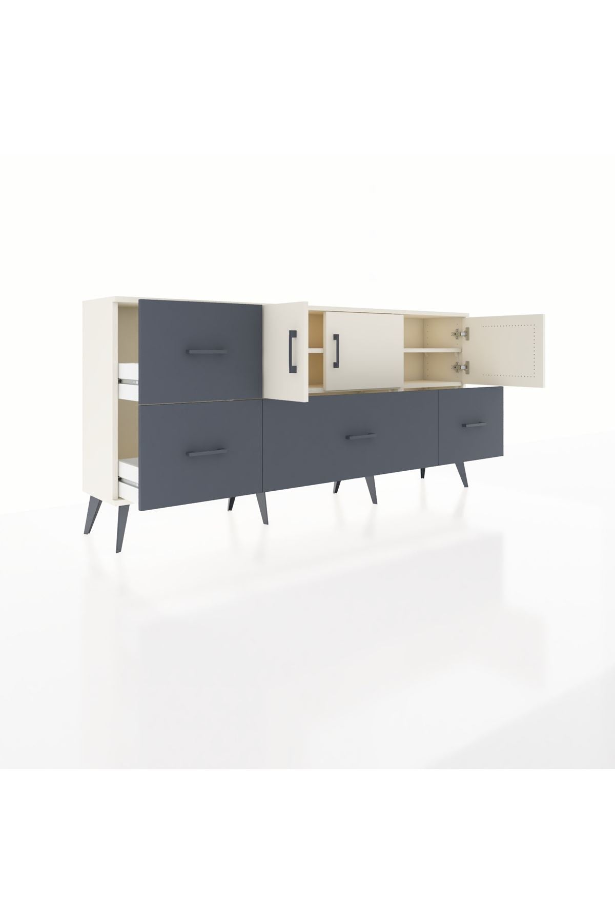Arges Konsol 4 Raflı 4 Çekmeceli 3 Kapaklı 176x30x83 - S148M050V05A