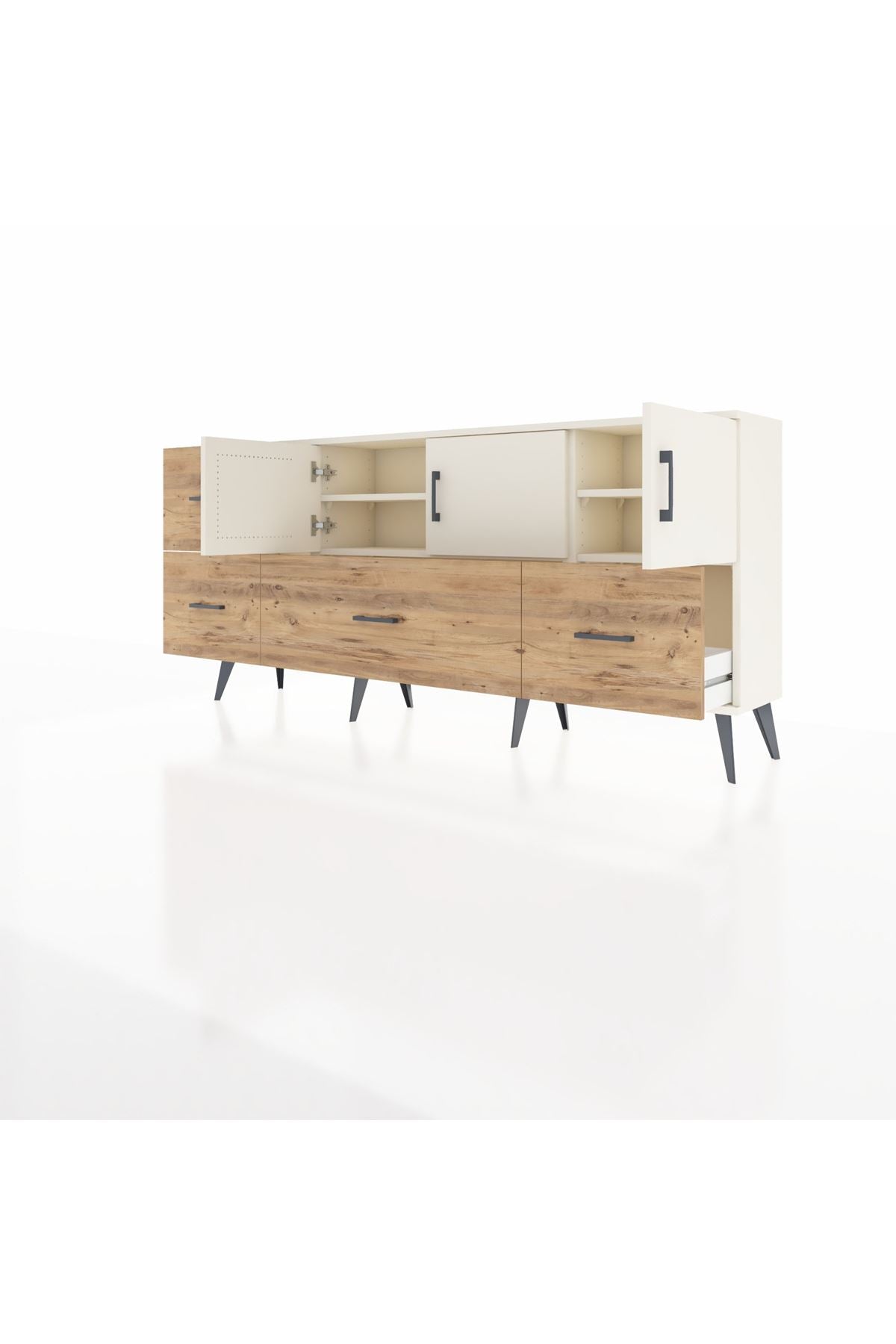 Arges Konsol 4 Raflı 4 Çekmeceli 3 Kapaklı 176x30x83 - S148M050V06A