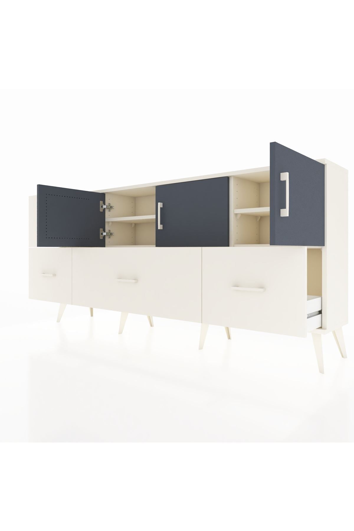 Arges Konsol 4 Raflı 4 Çekmeceli 3 Kapaklı 176x30x83 - S148M050V07A
