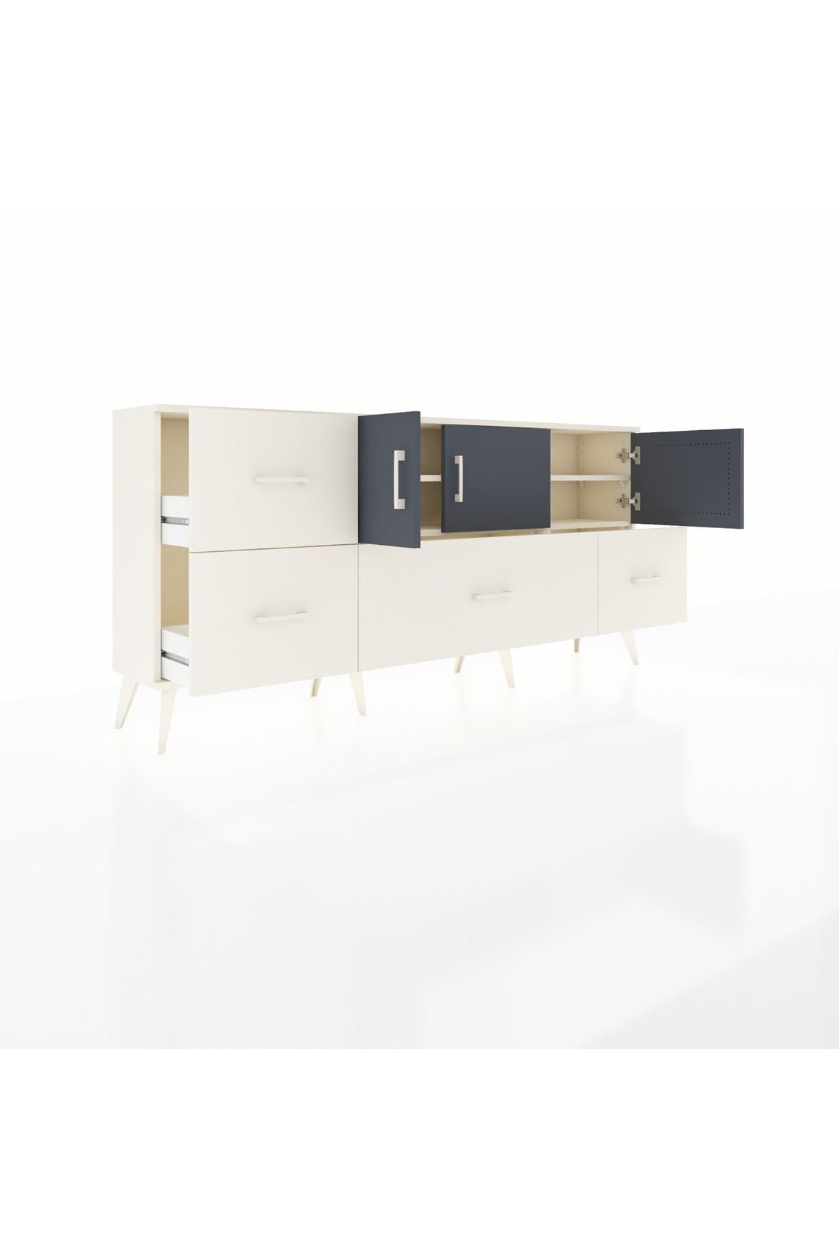 Arges Konsol 4 Raflı 4 Çekmeceli 3 Kapaklı 176x30x83 - S148M050V07A