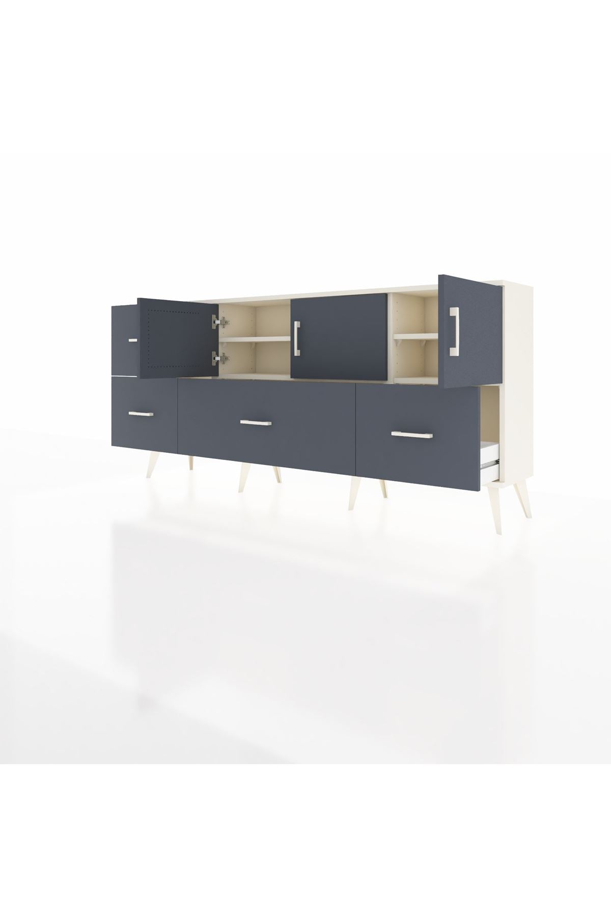 Arges Konsol 4 Raflı 4 Çekmeceli 3 Kapaklı 176x30x83 - S148M050V08A