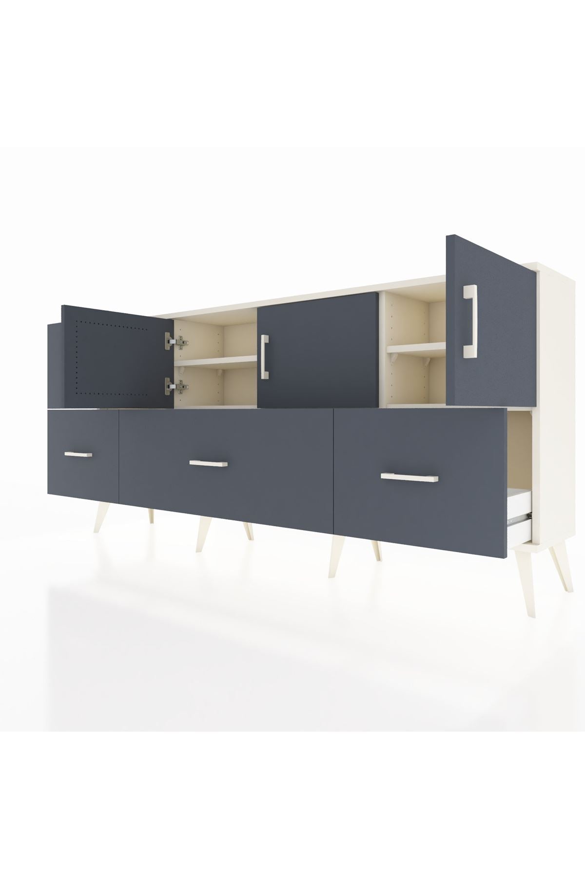Arges Konsol 4 Raflı 4 Çekmeceli 3 Kapaklı 176x30x83 - S148M050V08A