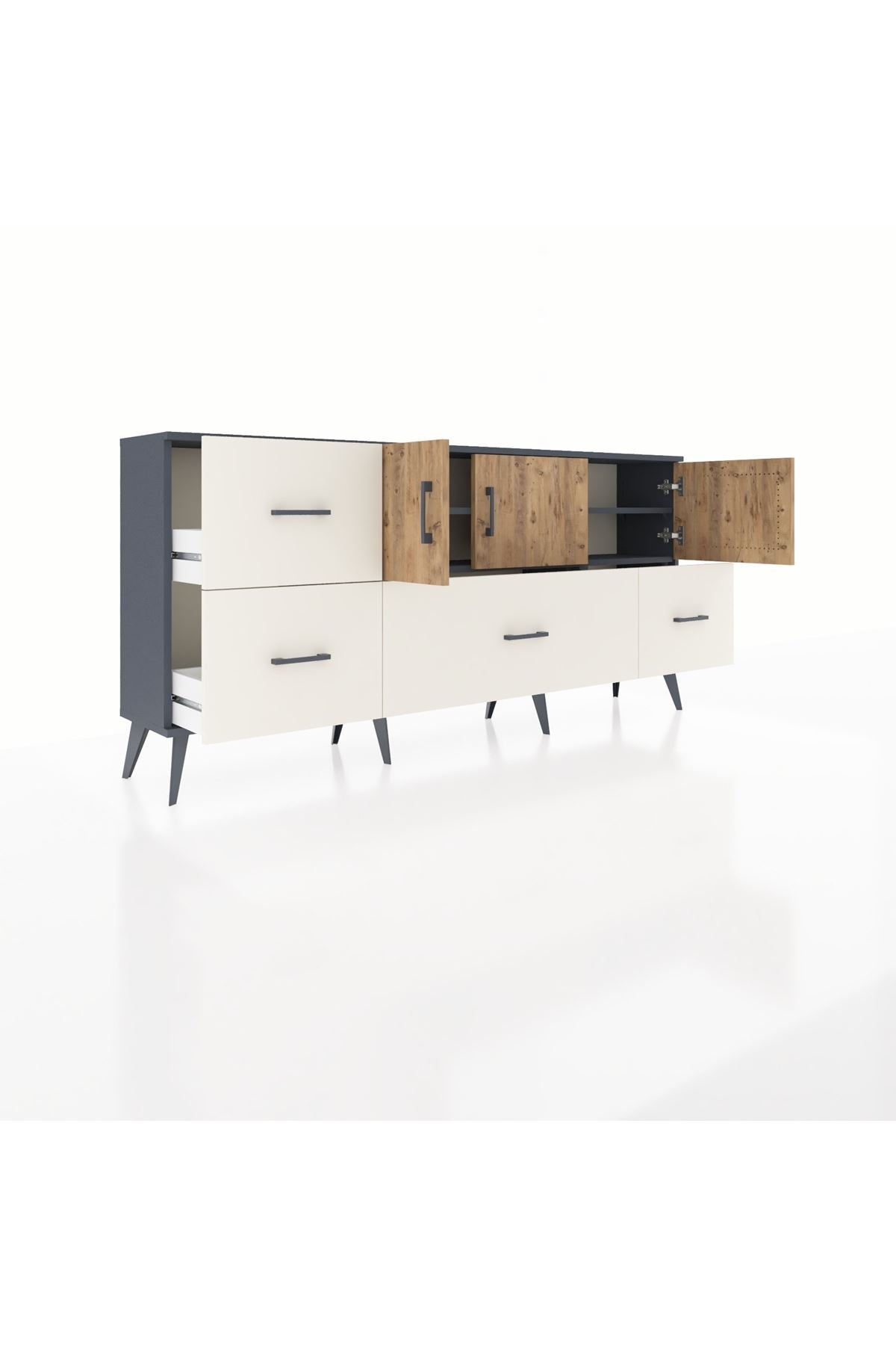 Arges Konsol 4 Raflı 4 Çekmeceli 3 Kapaklı 176x30x83 - S148M050V10A