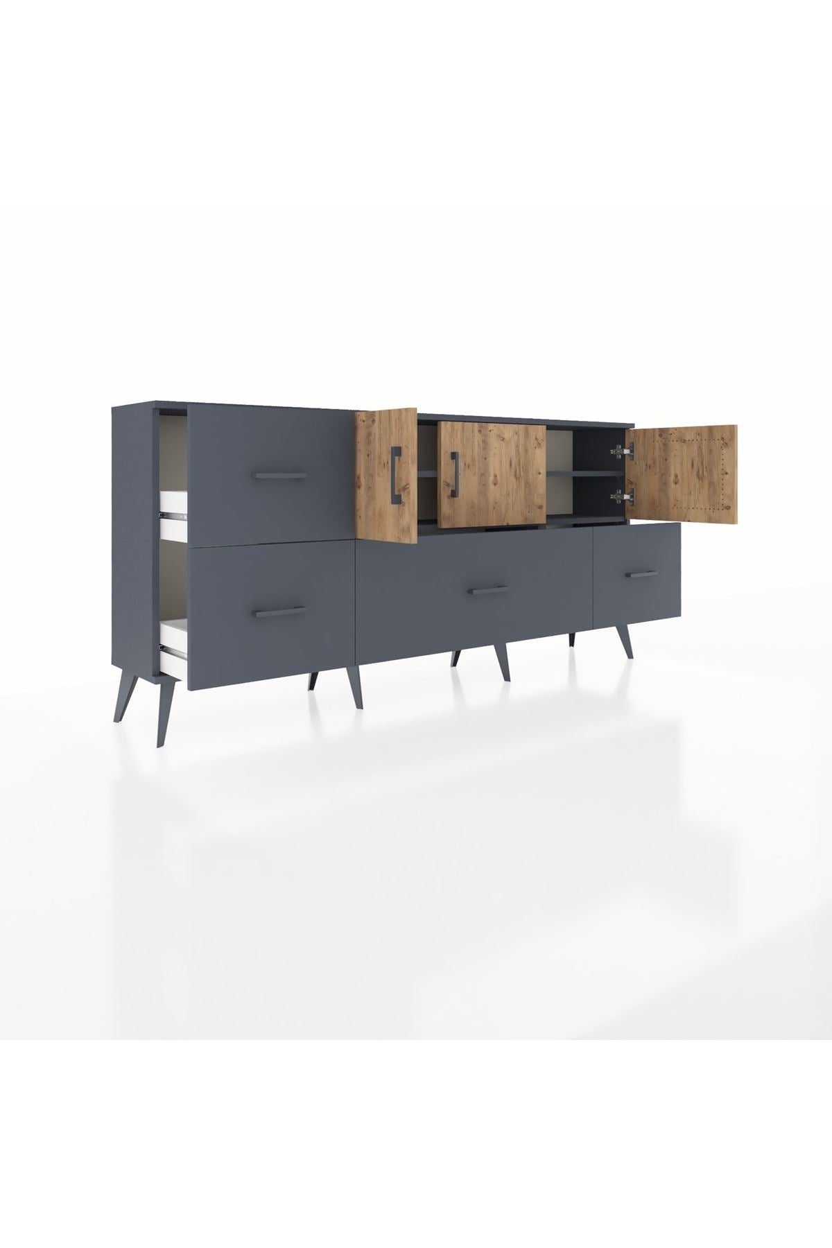 Arges Konsol 4 Raflı 4 Çekmeceli 3 Kapaklı 176x30x83 - S148M050V11A
