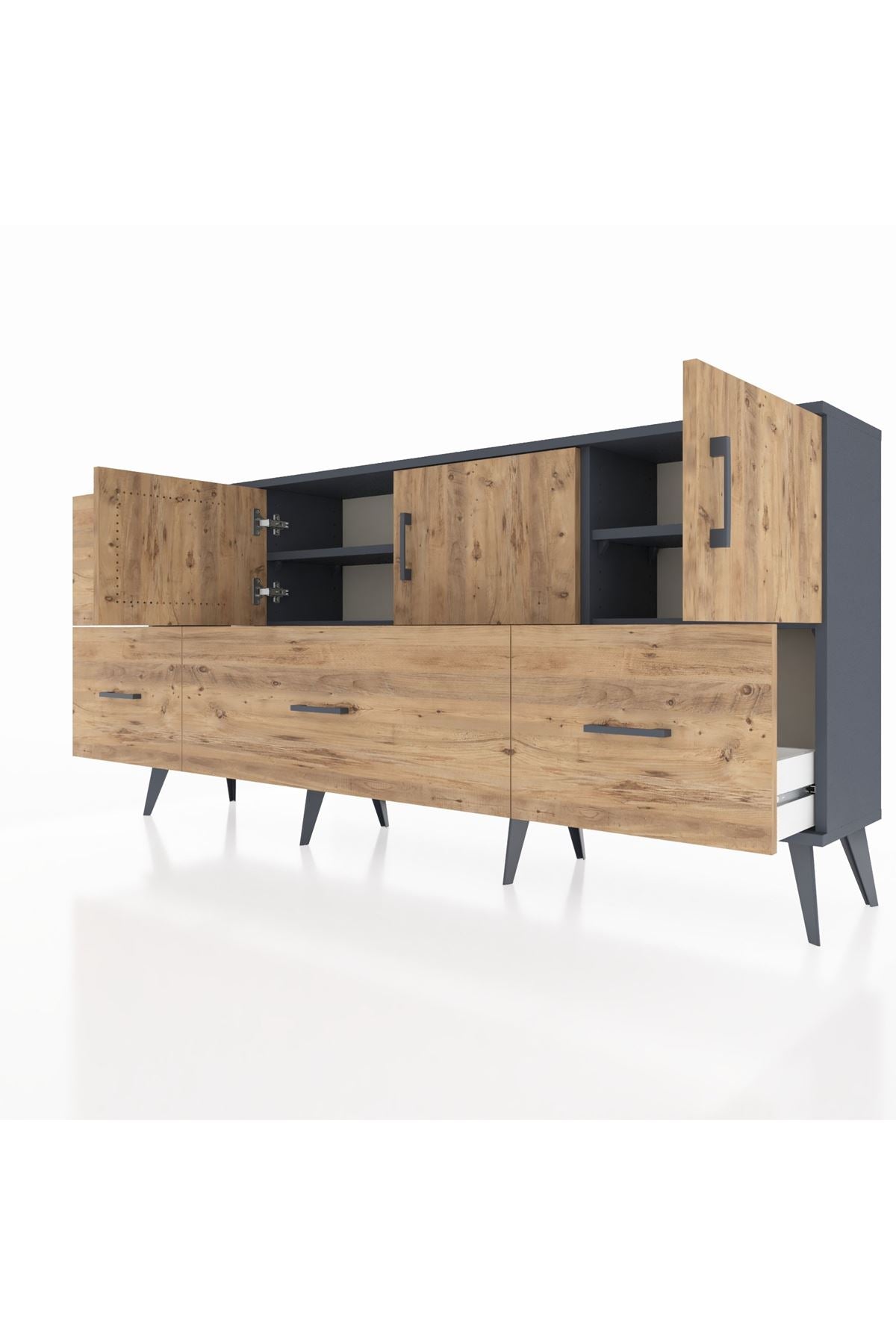 Arges Konsol 4 Raflı 4 Çekmeceli 3 Kapaklı 176x30x83 - S148M050V12A