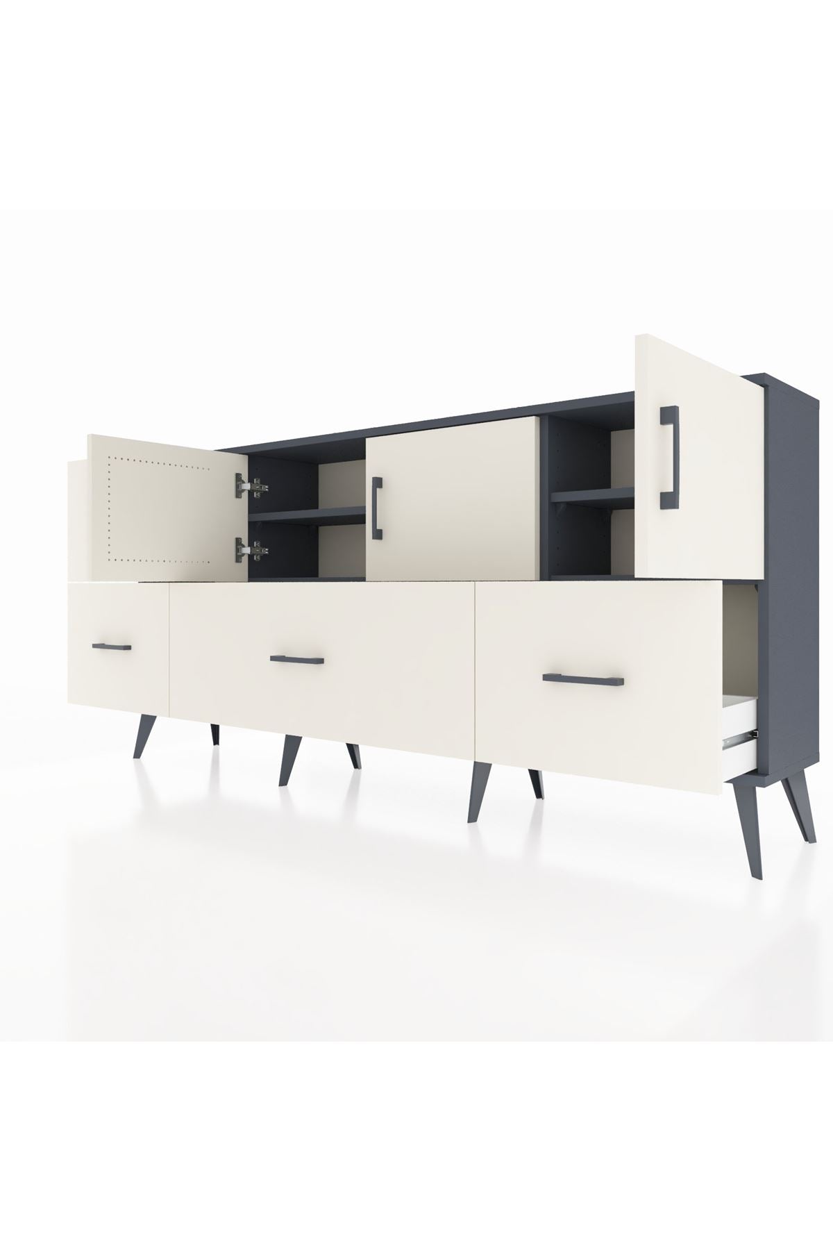 Arges Konsol 4 Raflı 4 Çekmeceli 3 Kapaklı 176x30x83 - S148M050V13A