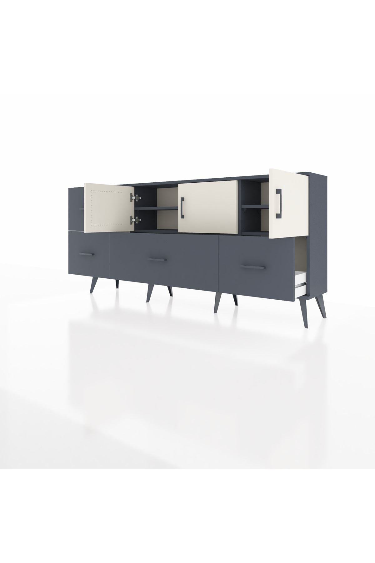 Arges Konsol 4 Raflı 4 Çekmeceli 3 Kapaklı 176x30x83 - S148M050V14A